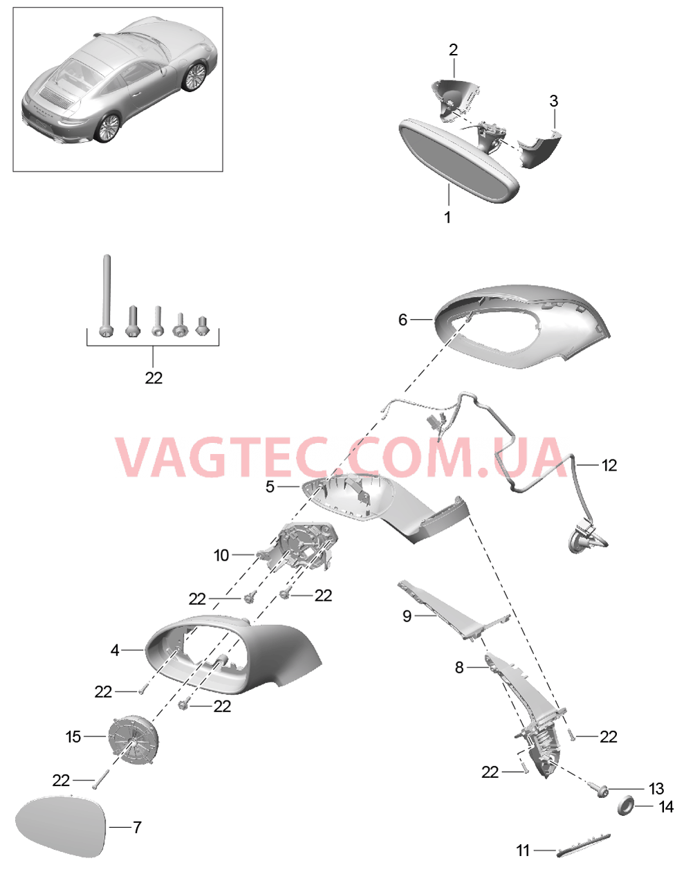 809-060 Салон.зеркало задн.вида, Наружн.зеркало задн.вида, Пакет SPORT DESIGN
						
						I529 для PORSCHE 911.Carrera 2017-2018