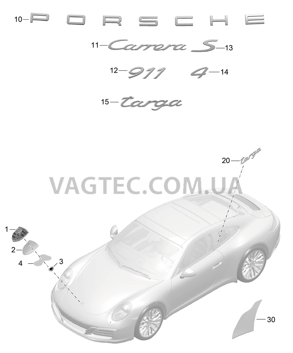 810-000 Надписи, Декоративные обшивки, Пленка защиты от камней для PORSCHE 911.Carrera 2017-2018