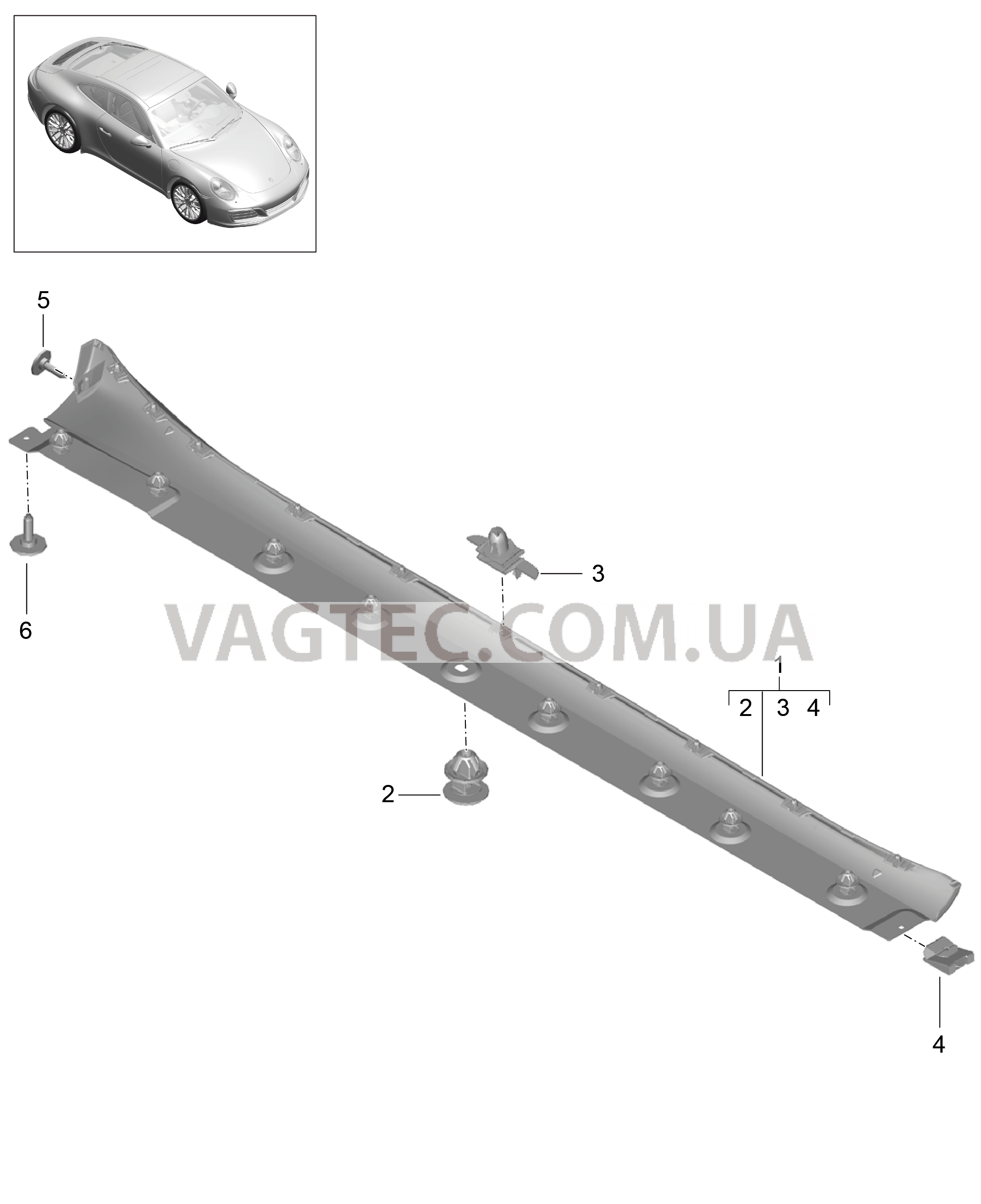 810-005 Накладка на порог для PORSCHE 911.Carrera 2017-2018