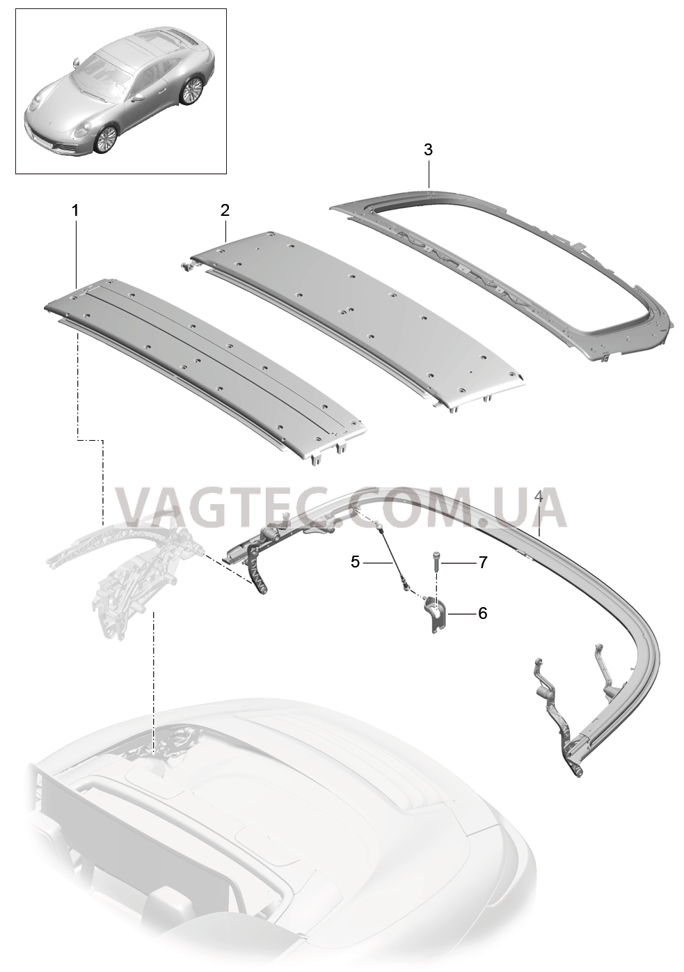 811-020 Каркас складного верха, Отдельные детали, Дуга
						
						CABRIO для PORSCHE 911.Carrera 2017-2018