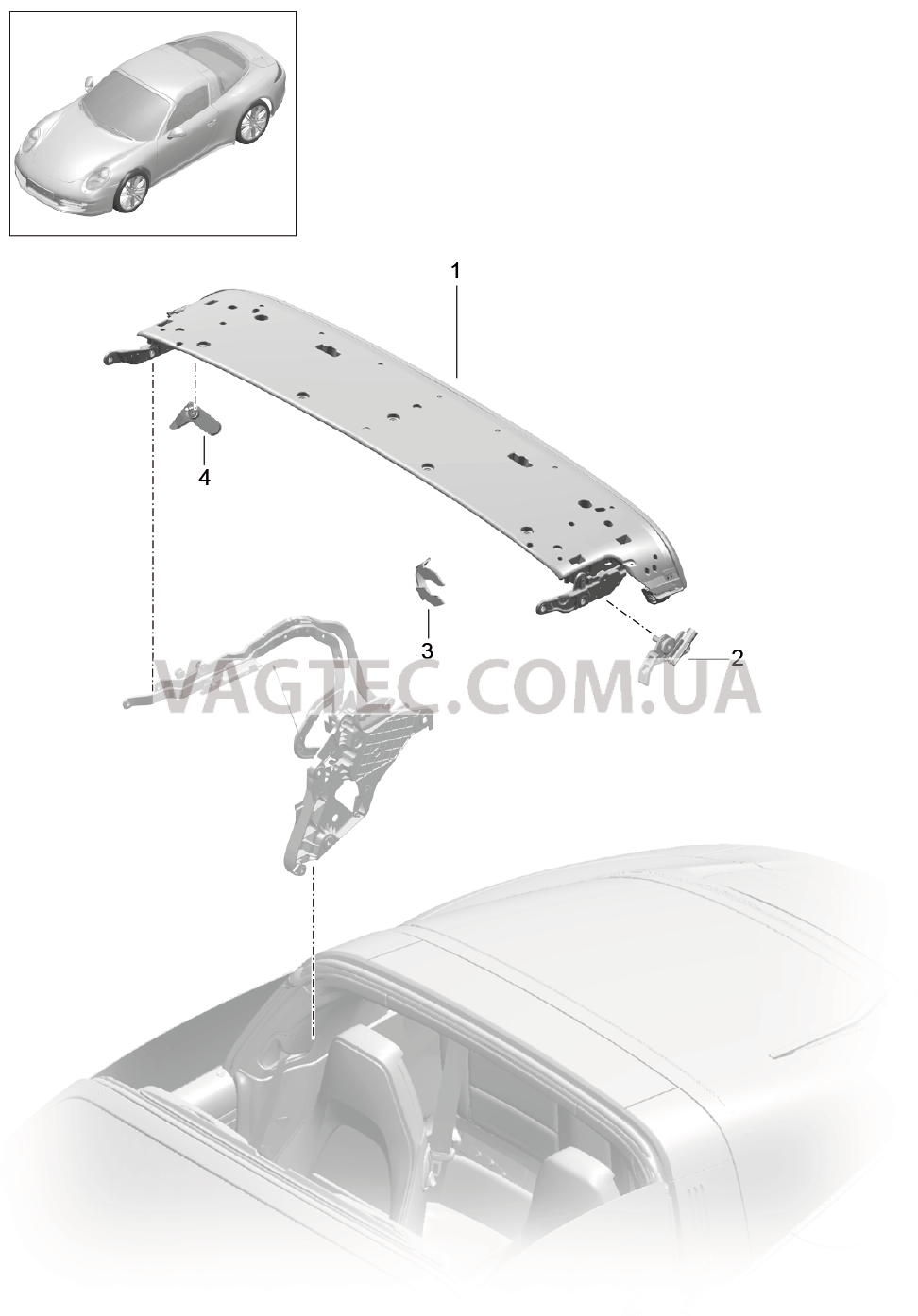 811-022 Каркас складного верха, Отдельные детали, Дуга, Блокировка, боковой
						
						TARGA для PORSCHE 911.Carrera 2017-2018USA