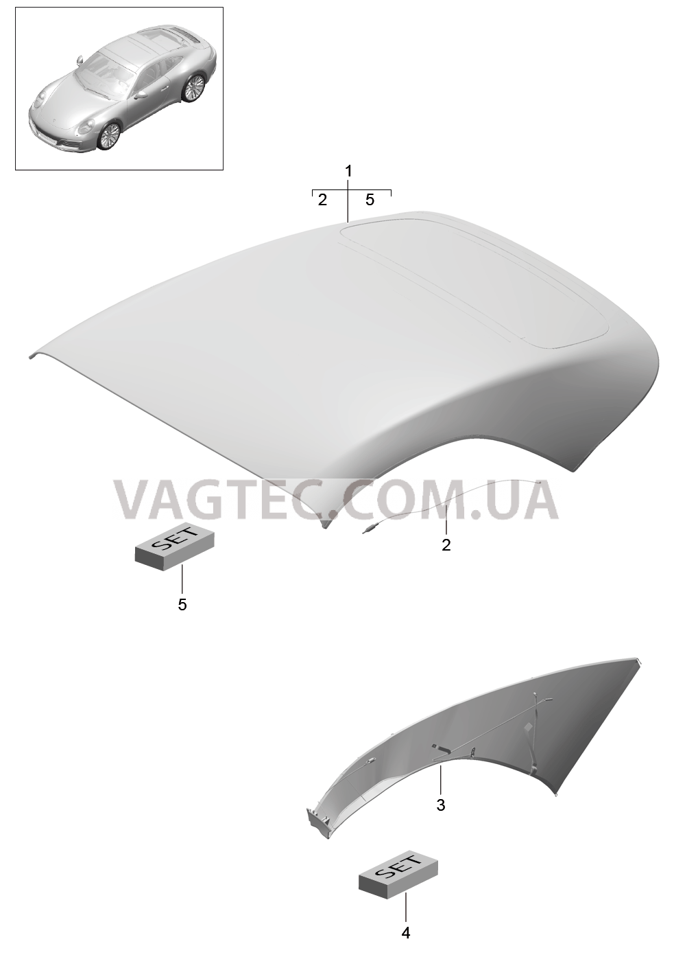 811-035 Обивка складного верха, Обивка потолка
						
						CABRIO для PORSCHE 911.Carrera 2017-2018USA