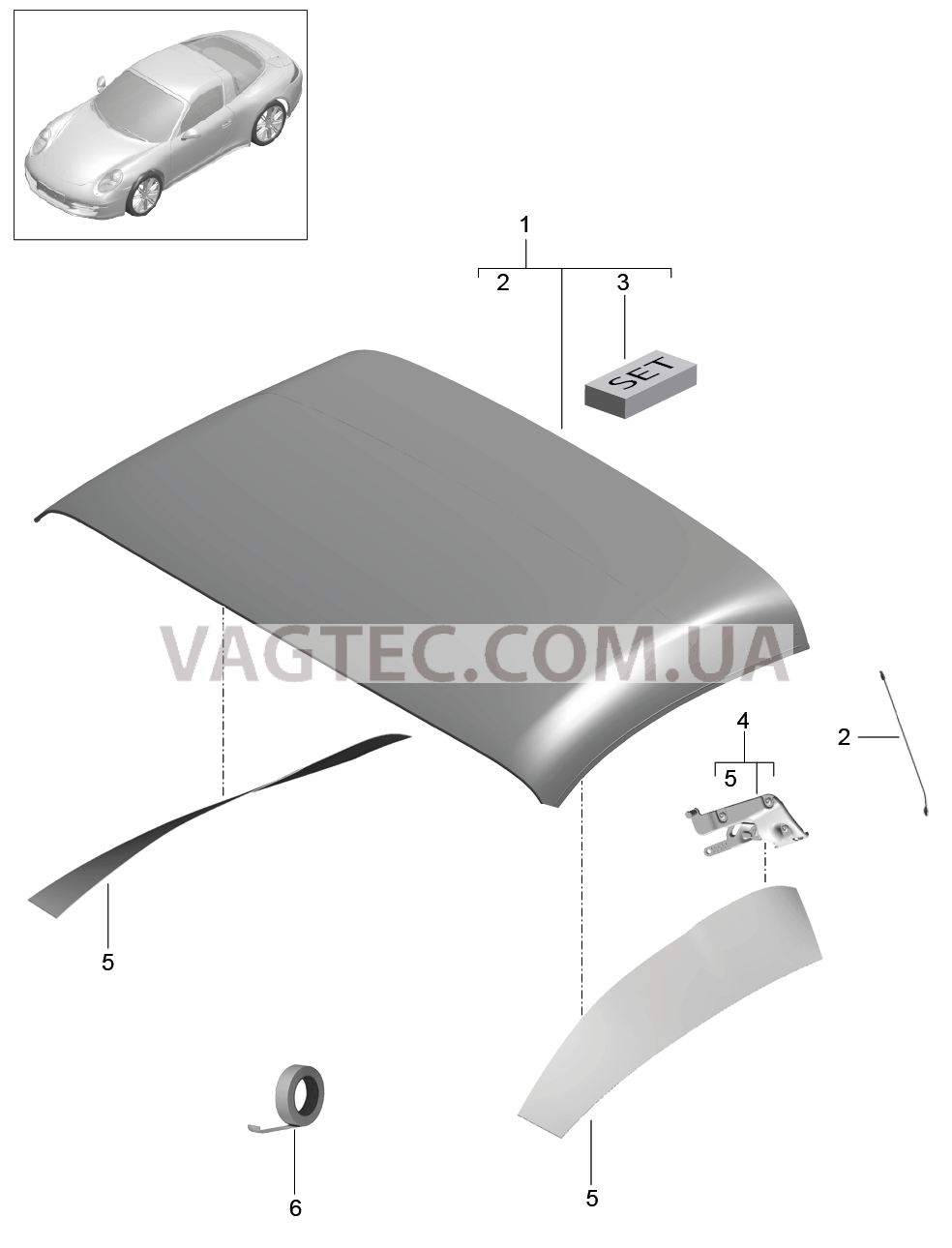 811-037 Обивка складного верха, Обивка потолка
						
						TARGA для PORSCHE 911.Carrera 2017-2018