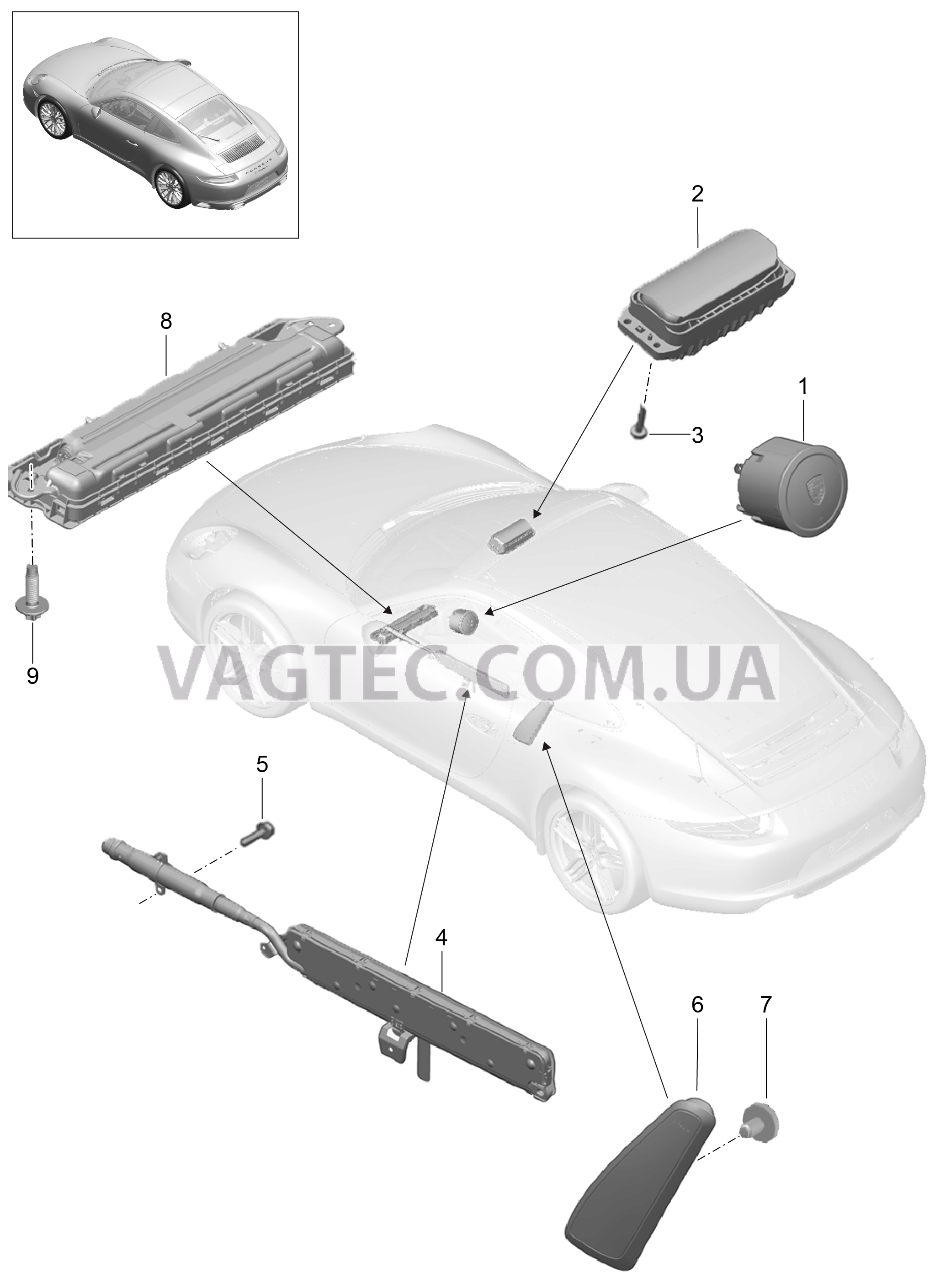 812-050 Подушка безопасности для PORSCHE 911.Carrera 2017-2018USA