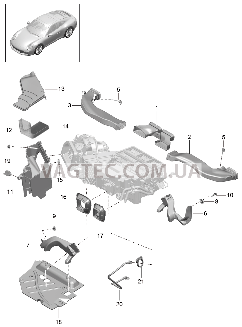 813-000 Воздуховод, Воздухораспределитель для PORSCHE 911.Carrera 2017-2018