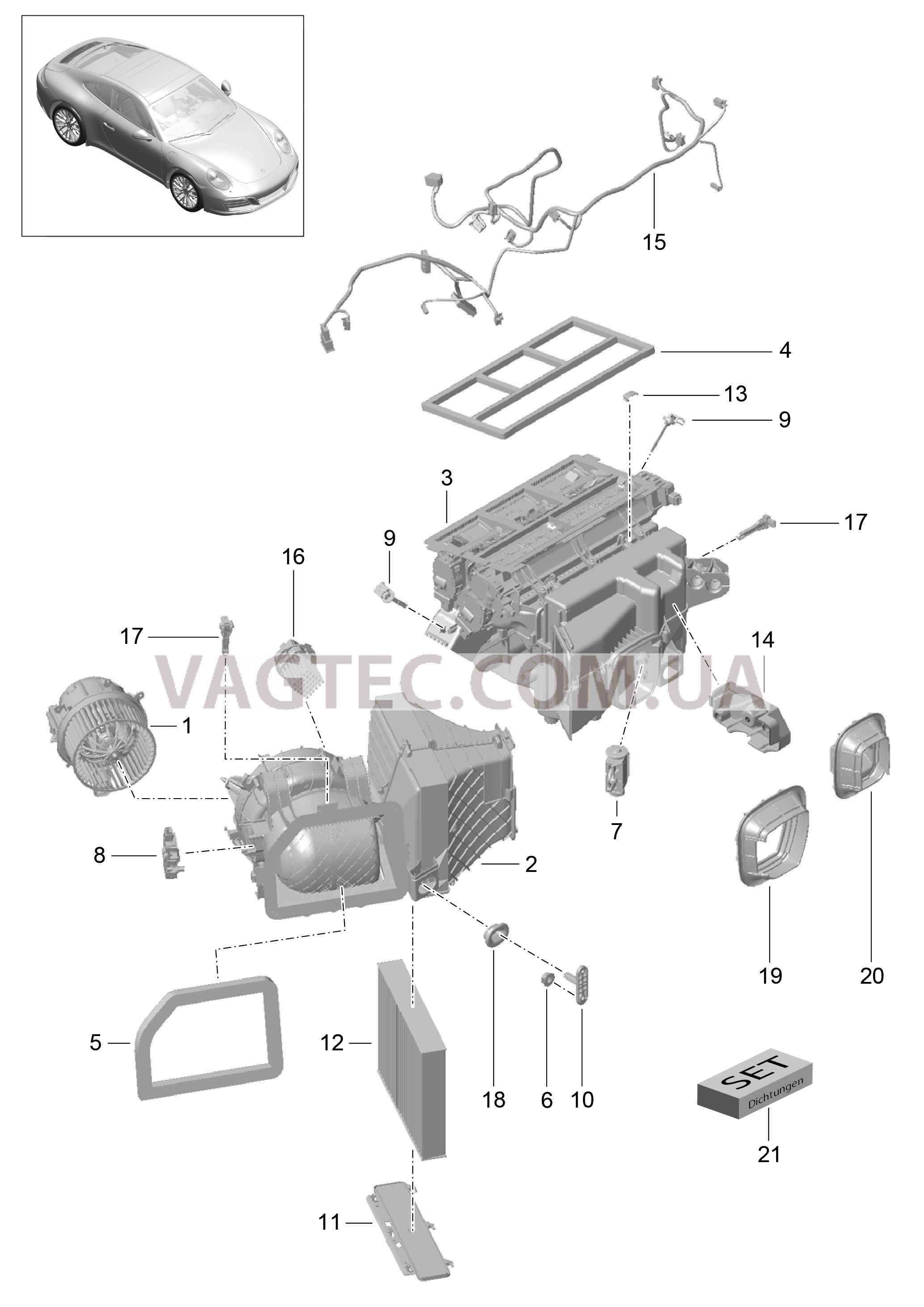 813-010 Кондиционер, и, Отдельные детали для PORSCHE 911.Carrera 2017-2018