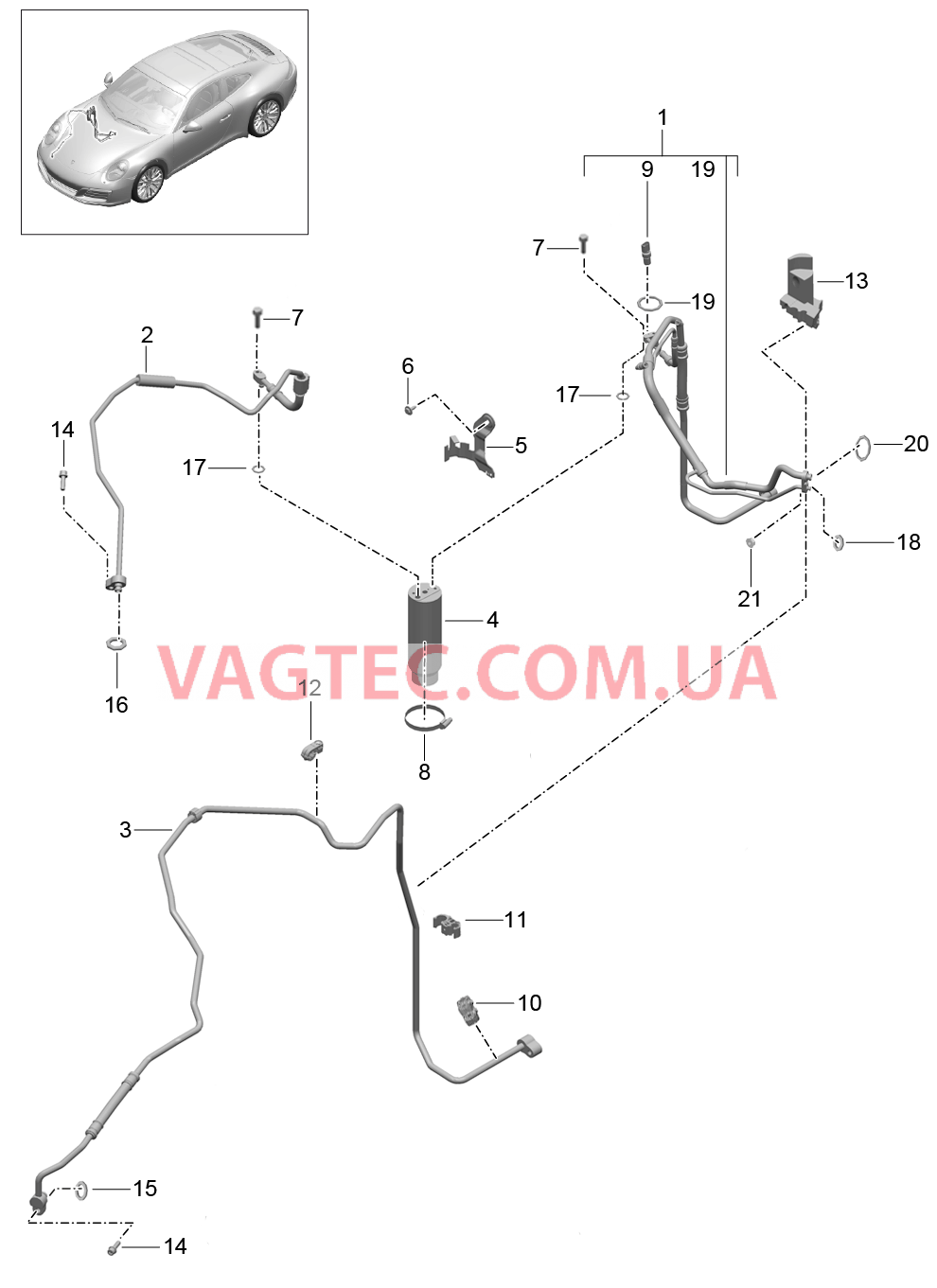 813-025 Кондиционер, Линии, Осушитель, от для PORSCHE 911.Carrera 2017-2018