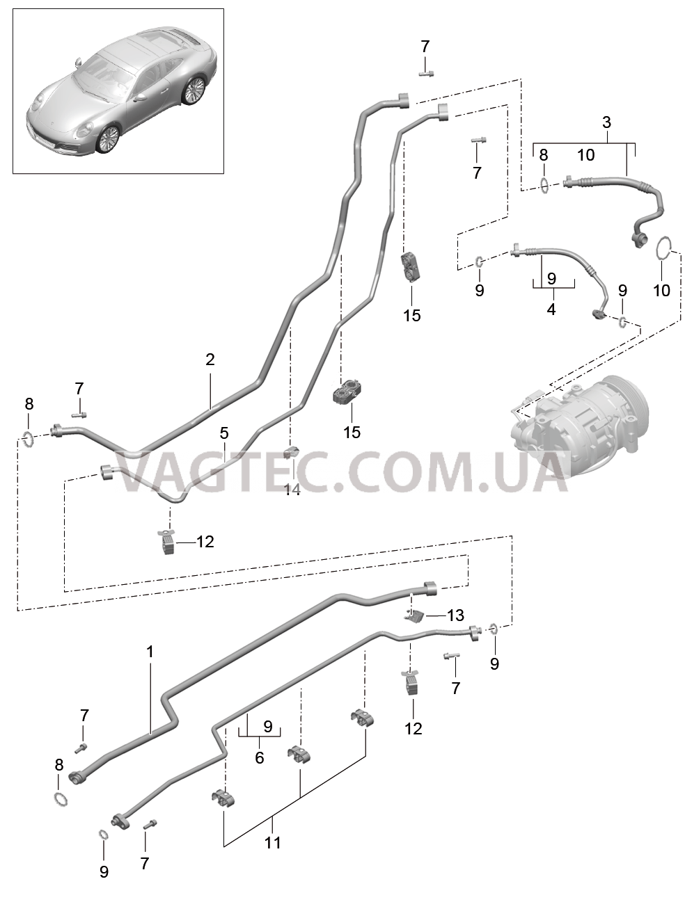 813-030 Канал хладагента, Днище кузова, и, Задняя подвеска для PORSCHE 911.Carrera 2017-2018