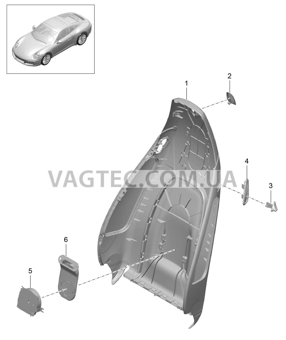 817-004 Каркас спинки, Спортивное сиденье, Детали для PORSCHE 911.Carrera 2017-2018