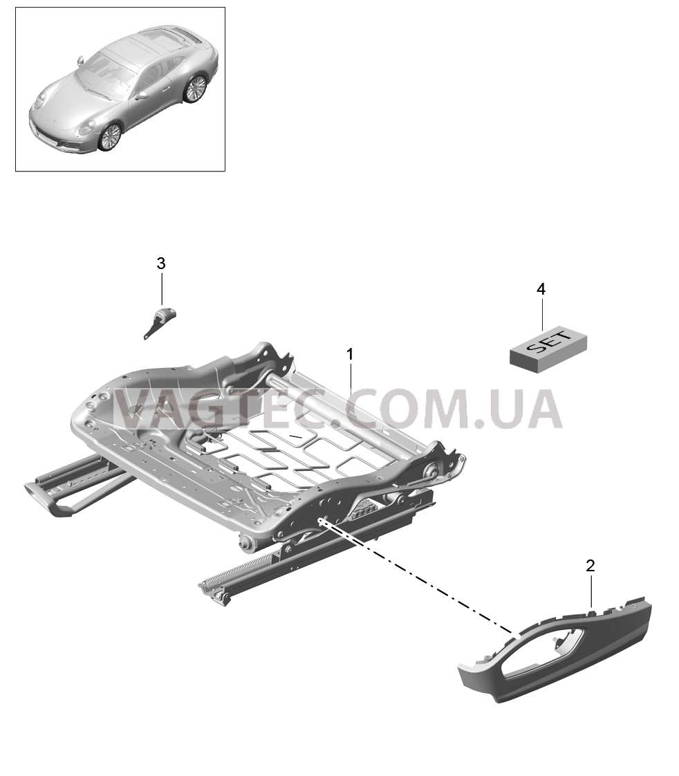 817-008 Регулятор сиденья, Спортивное сиденье, Детали для PORSCHE 911.Carrera 2017-2018