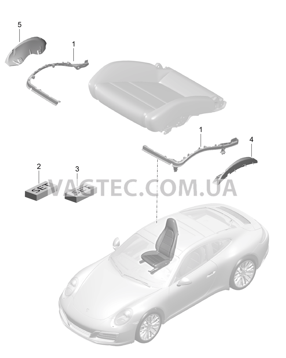 817-009 Держатель обивки, Рама, Опорная поверхность, Спортивное сиденье для PORSCHE 911.Carrera 2017-2018