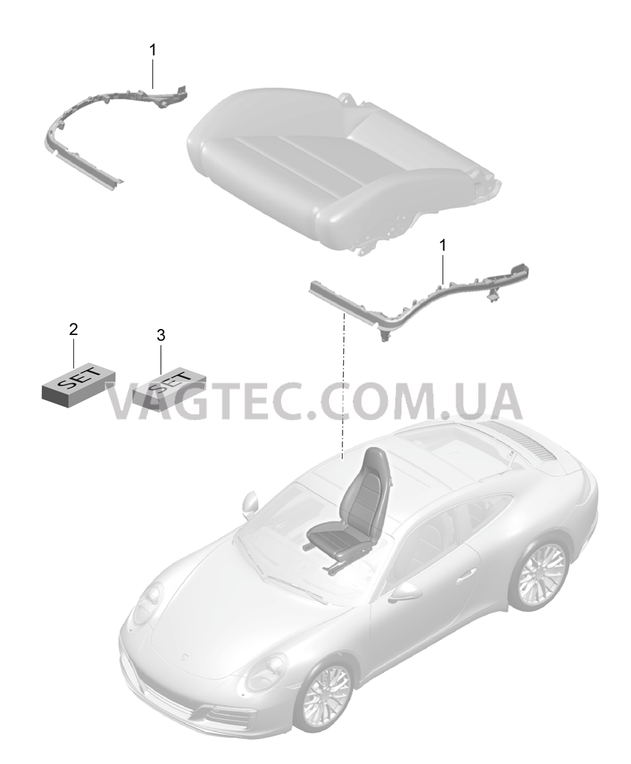 817-024 Держатель обивки, Рама, Опорная поверхность, Спортивное сиденье PLUS для PORSCHE 911.Carrera 2017-2018