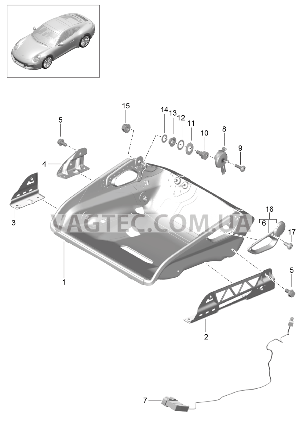 817-034 Ковшеобразное сиденье, складной, Регулятор сиденья, Детали для PORSCHE 911.Carrera 2017-2018