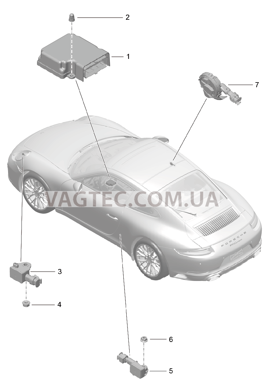 901-005 Блок управления, Датчик, Подушка безопасности для PORSCHE 911.Carrera 2017-2018