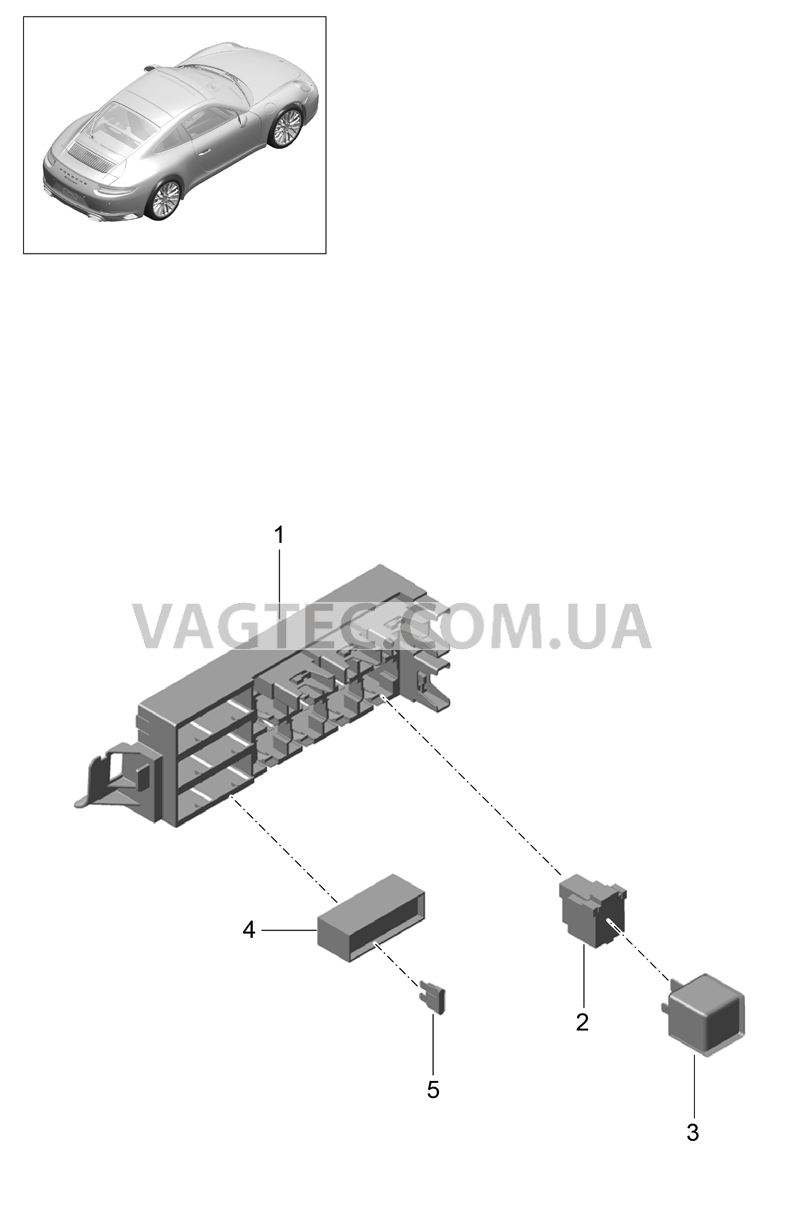 902-001 Блок упр. бортовой сети, Задняя часть кузова для PORSCHE 911.Carrera 2017-2018