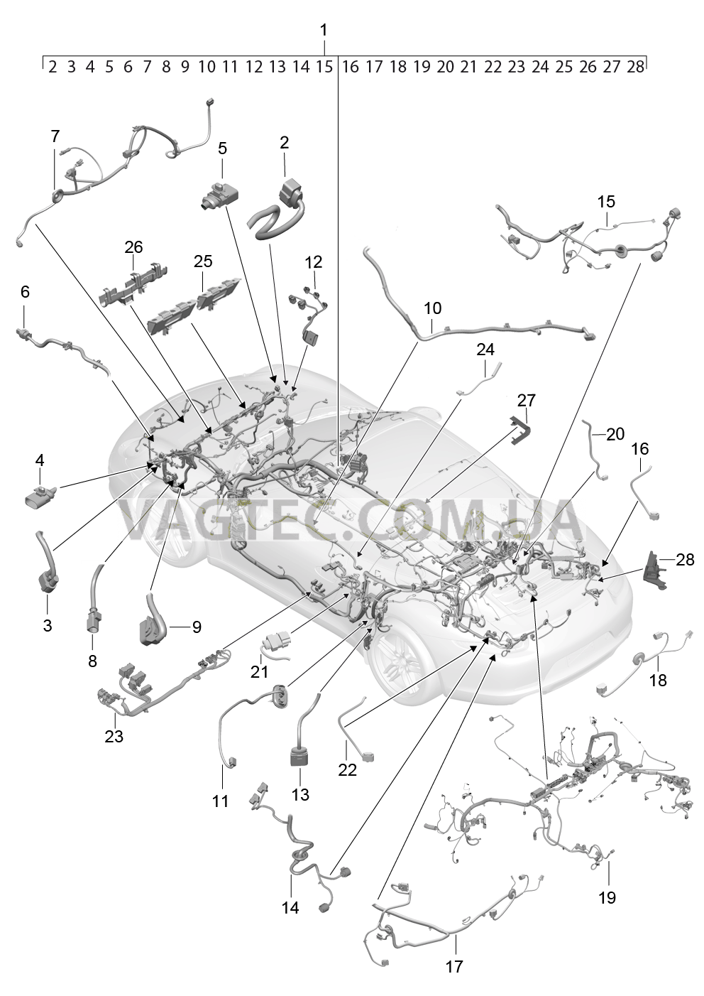 902-010 Жгуты проводов, Салон, и, Сегмент детали для PORSCHE 911.Carrera 2017-2018