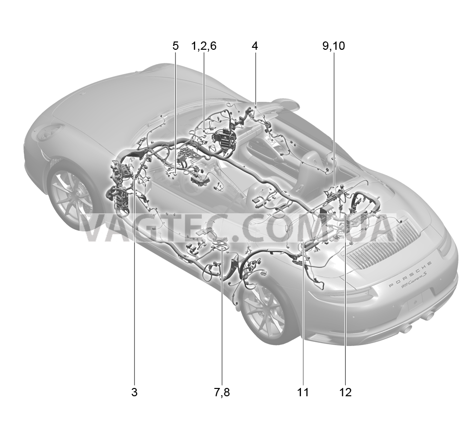 902-060 Жгуты проводов, Подушка безопасности, Ремень безопасности для PORSCHE 911.Carrera 2017-2018USA