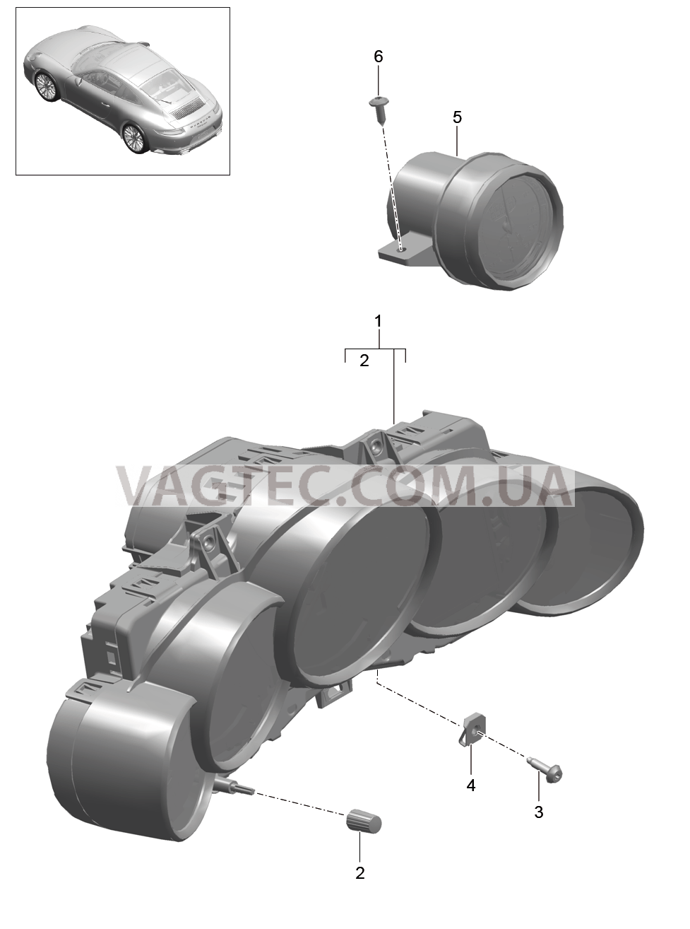 906-001 Инструменты, Циферблат, цветной для PORSCHE 911.Carrera 2017-2018USA