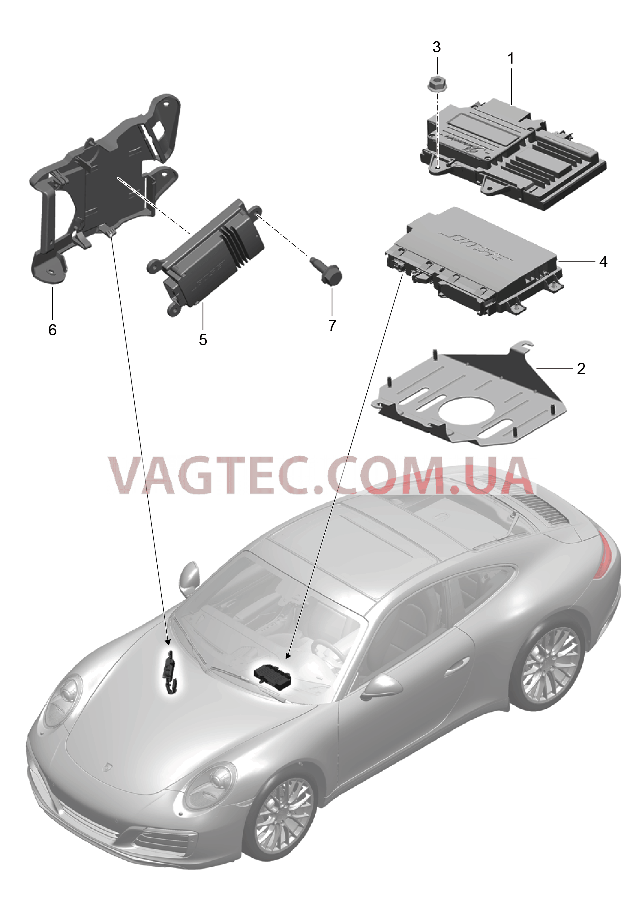 911-010 Усилитель для PORSCHE 911.Carrera 2017-2018