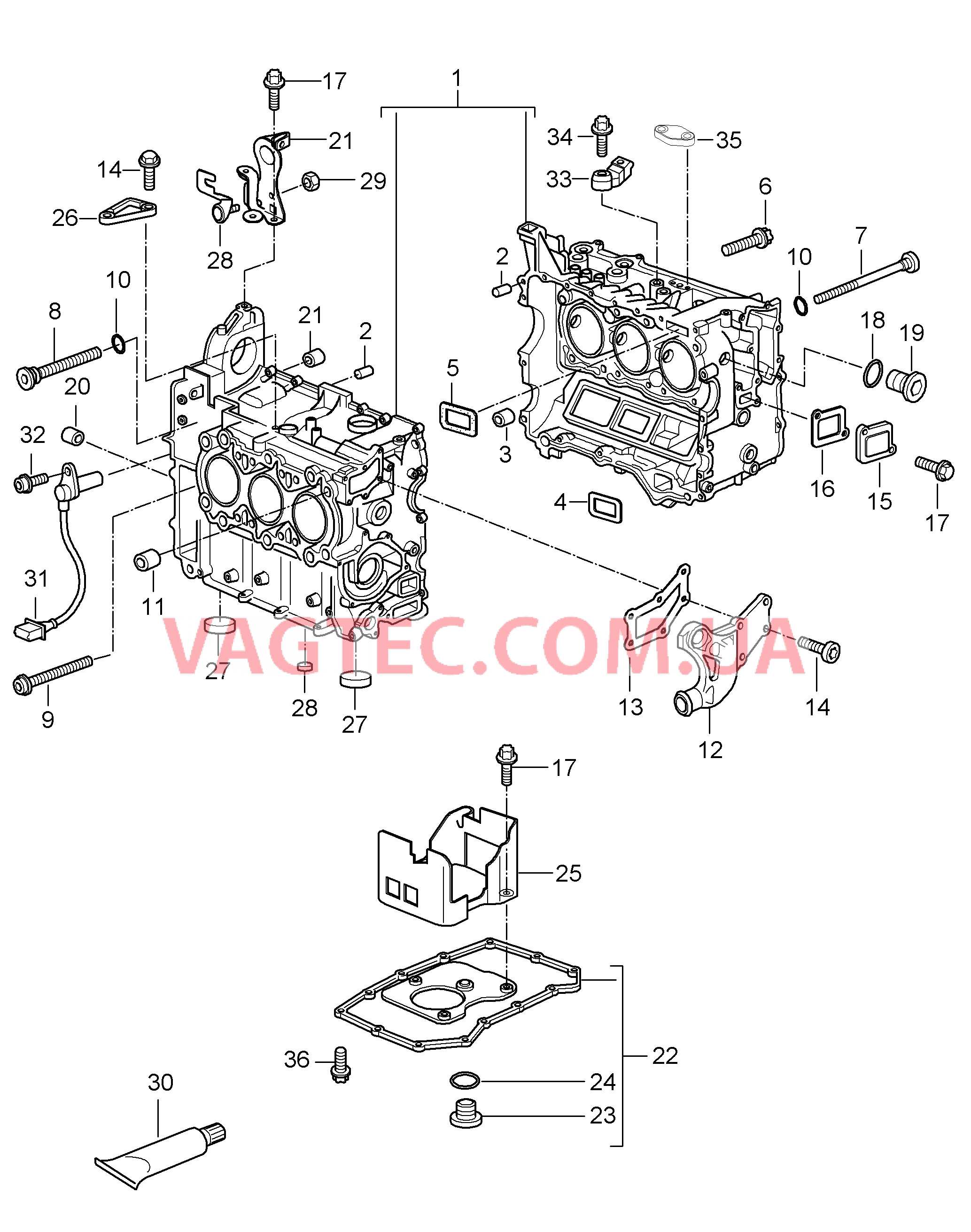 101-005 Кривошипный механизм, Отдельные детали
						
						M96.25/26, M97.20/21/22 для PORSCHE Boxster 2005-2008