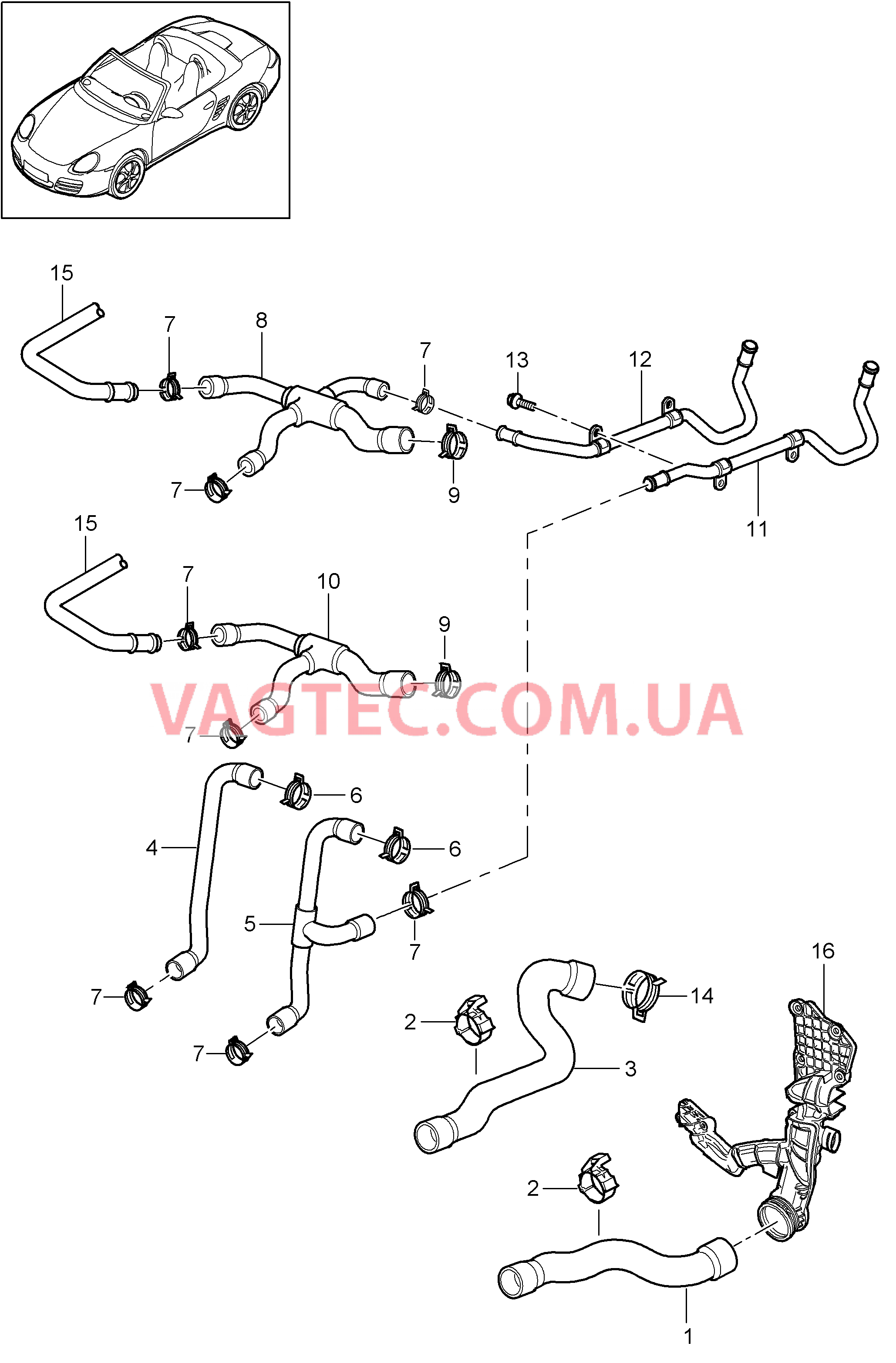 105-005 Водяное охлаждение 1
						
						M96.25/26, M97.20/21/22 для PORSCHE Boxster 2005-2008