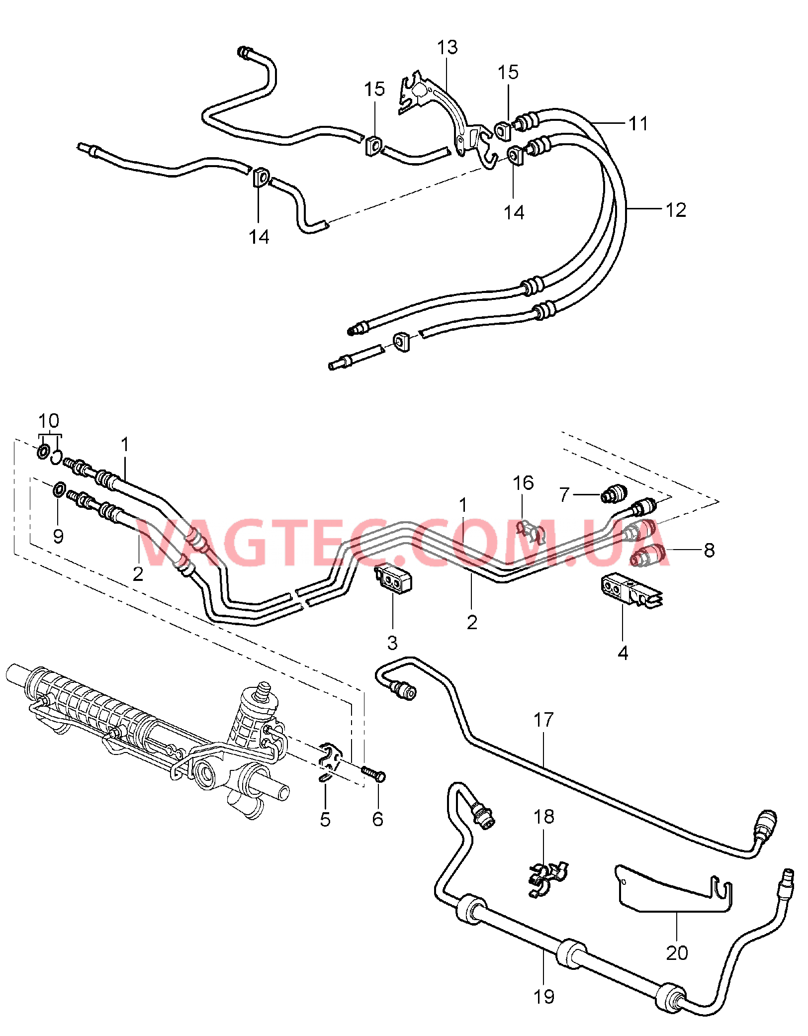 403-001 Рул.управ.с усилителем, Линии для PORSCHE Boxster 2005-2008USA