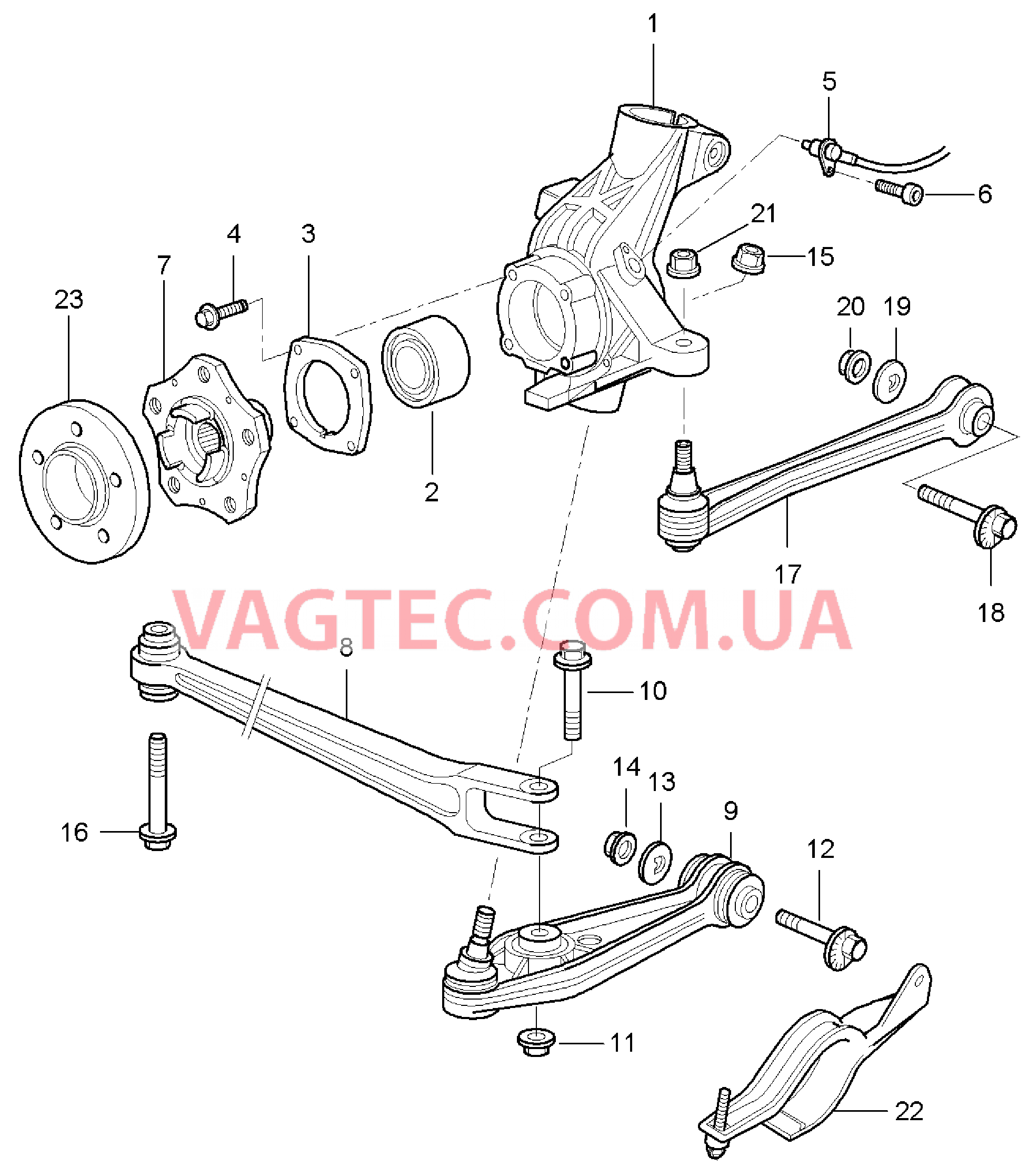 501-000 Задняя ось, Корпус подшипника ступицы, Рычаг, Ступица для PORSCHE Boxster 2005-2008