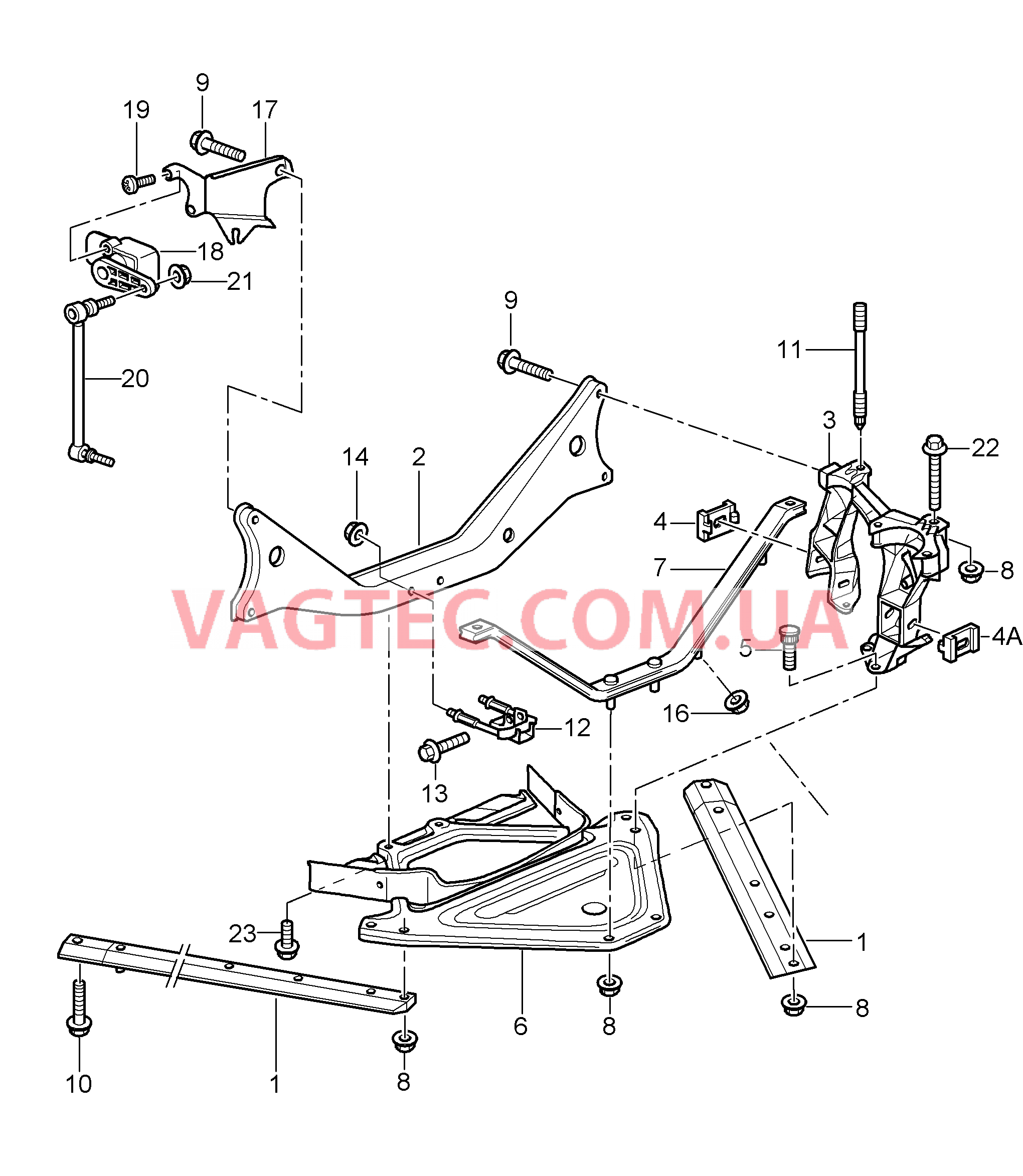 501-001 Задняя ось, Боковая часть, Держатель для PORSCHE Boxster 2005-2008USA