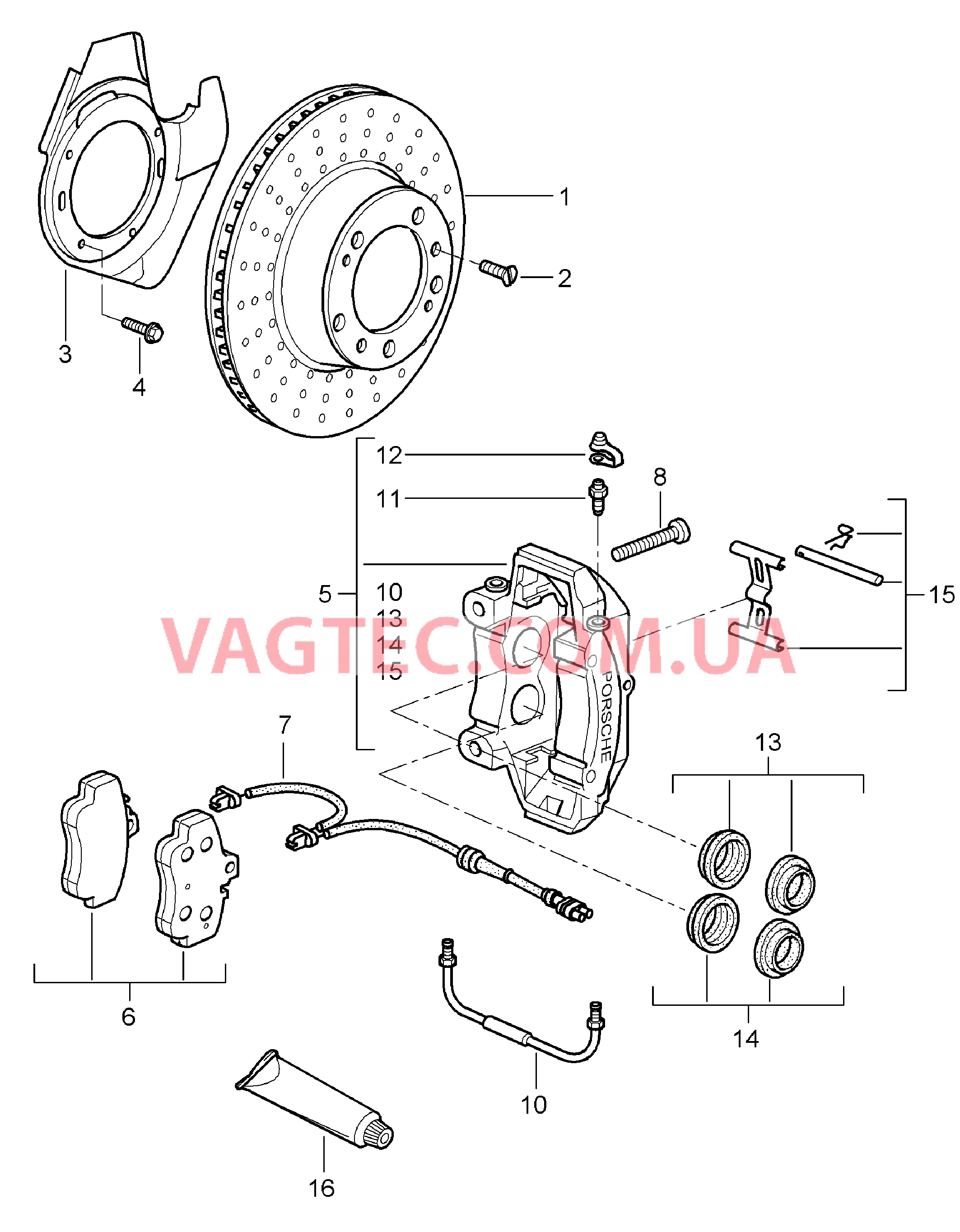 602-000 Дисковой тормоз, Передняя ось для PORSCHE Boxster 2005-2008