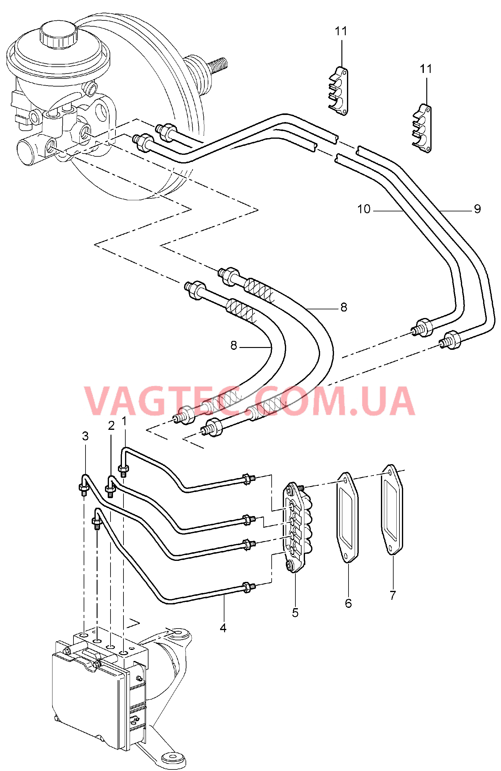 604-005 Тормозные магистрали, Передняя часть кузова для PORSCHE Boxster 2005-2008