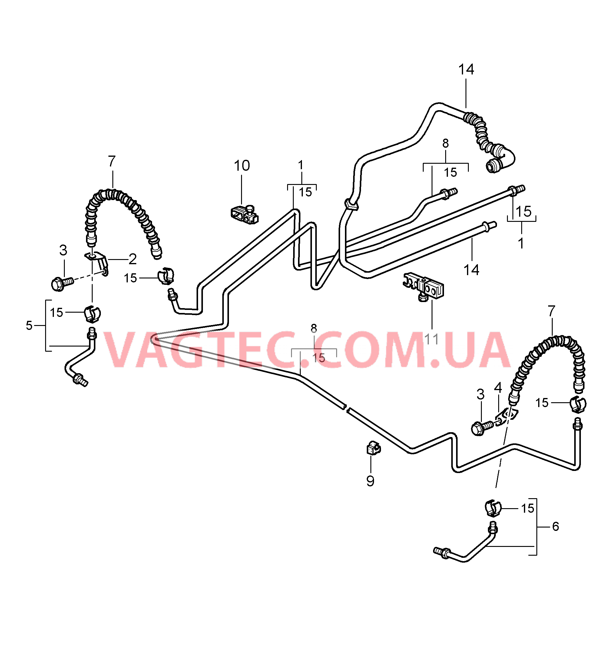 604-015 Тормозная трубка, Днище кузова, Задняя ось, Вакуумный трубопровод для PORSCHE Boxster 2005-2008