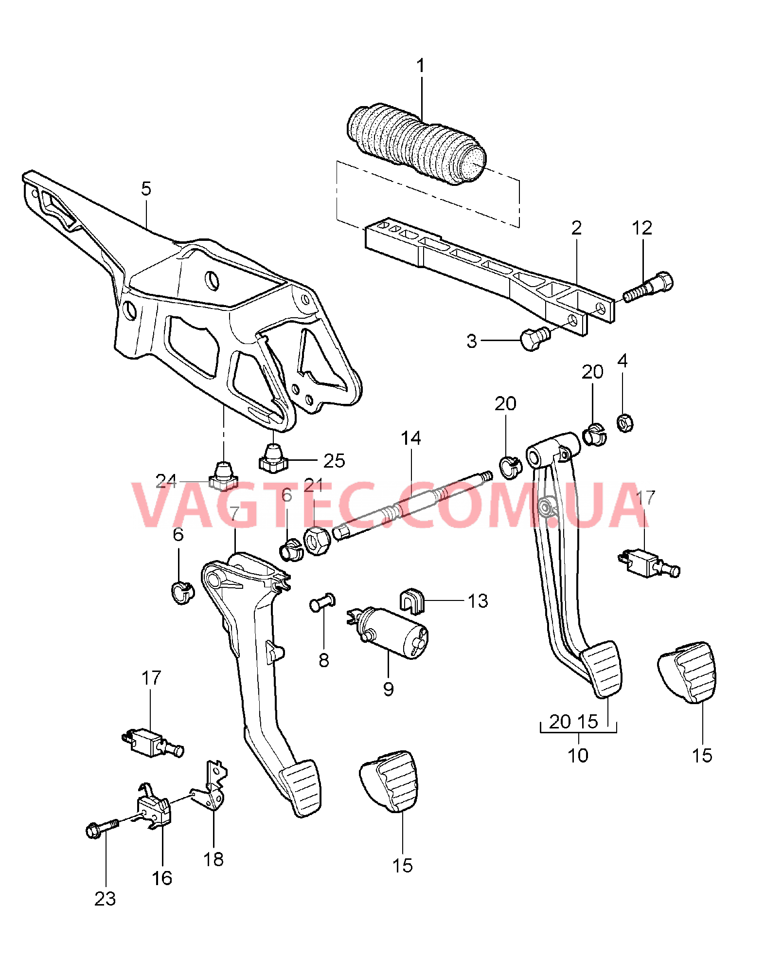 702-000 Педальный механизм для PORSCHE Boxster 2005-2008