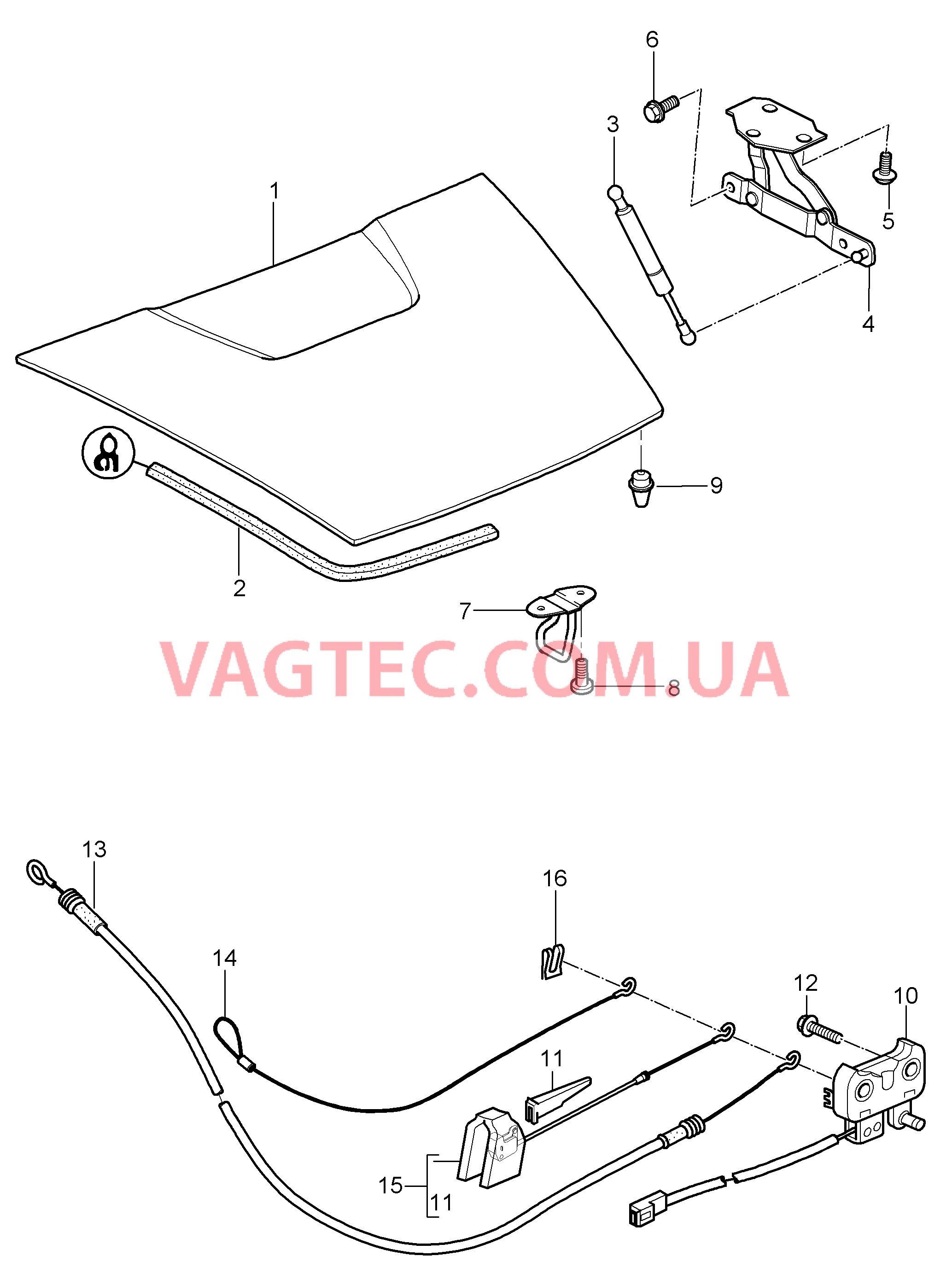 803-005 Крышка, задний для PORSCHE Boxster 2005-2008USA