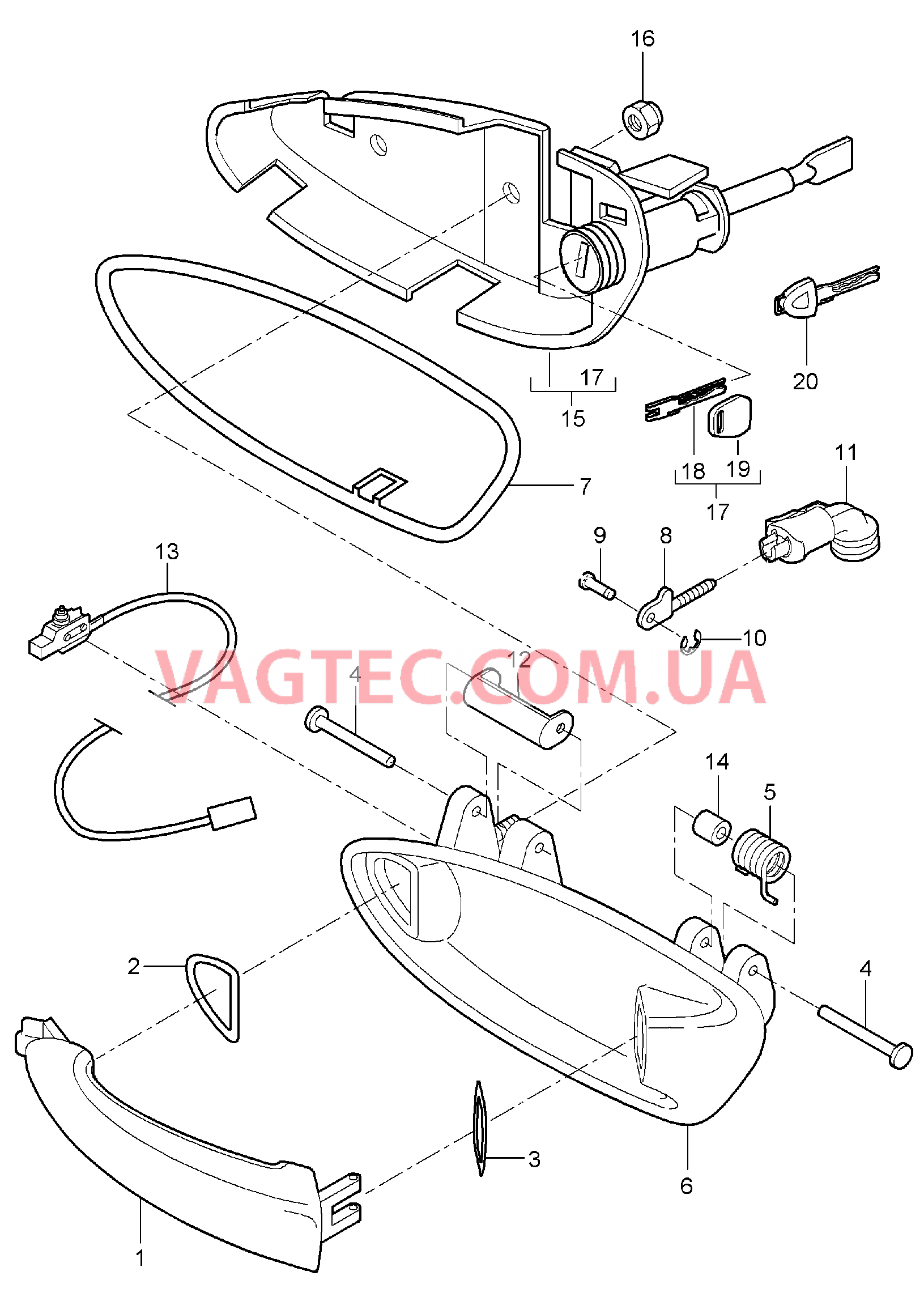 804-020 Рукоятка двери для PORSCHE Boxster 2005-2008USA