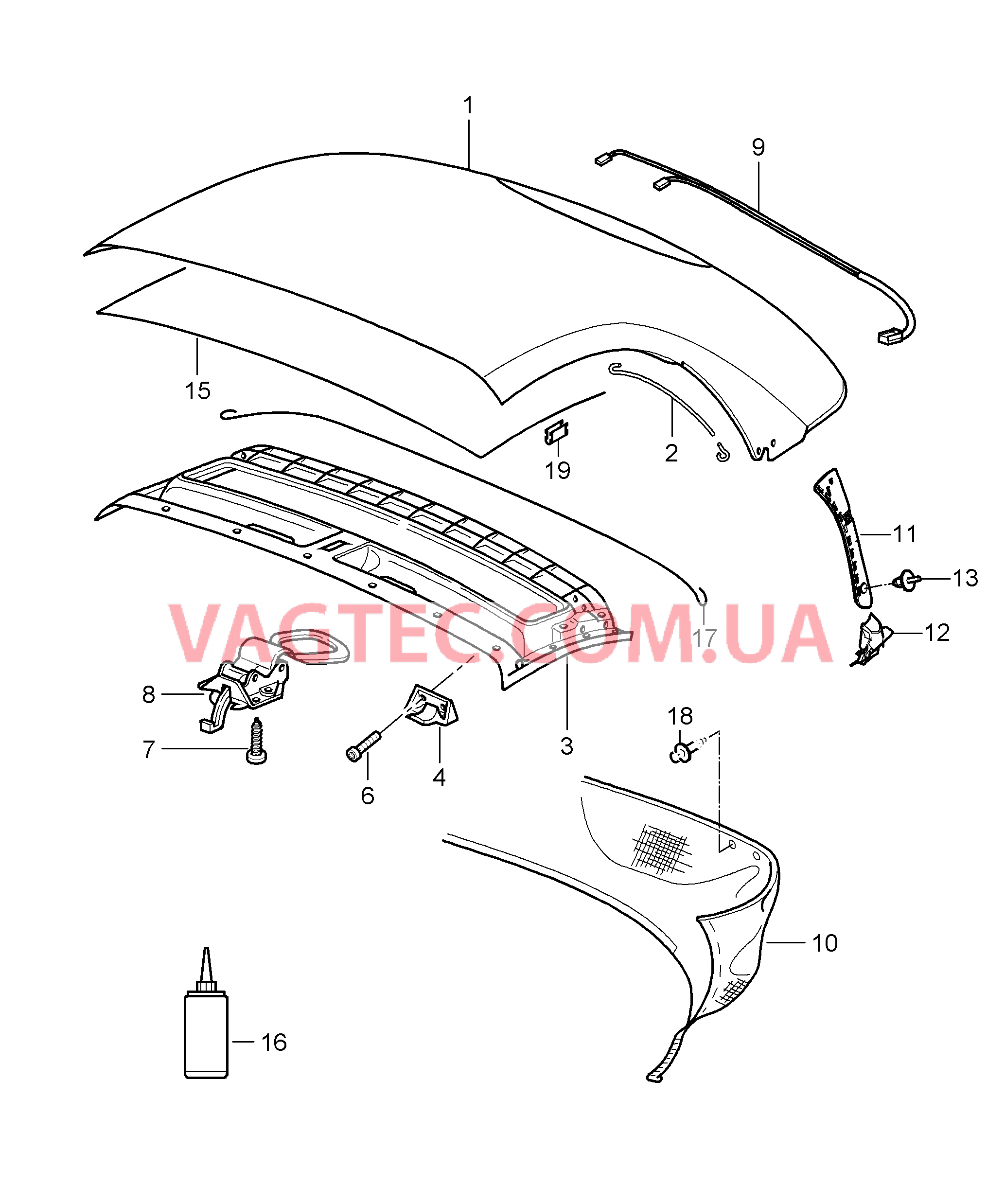 811-000 Обивка складного верха, Обивка потолка для PORSCHE Boxster 2005-2008USA