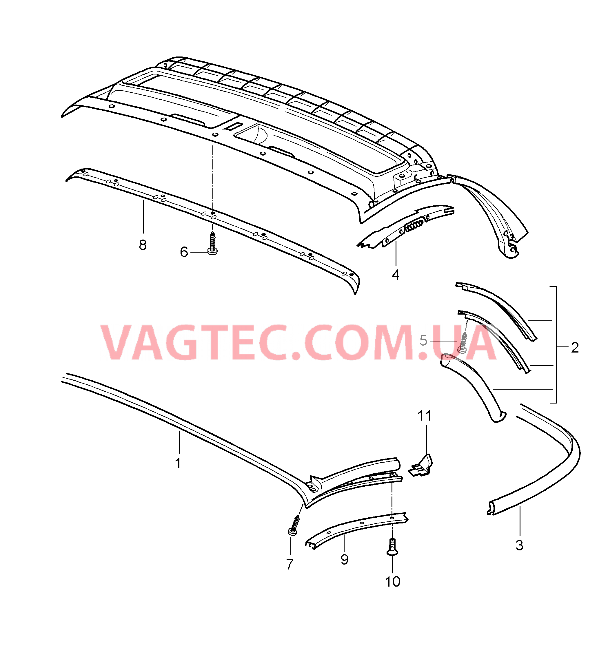 811-010 Складной верх, Прокладка для PORSCHE Boxster 2005-2008USA