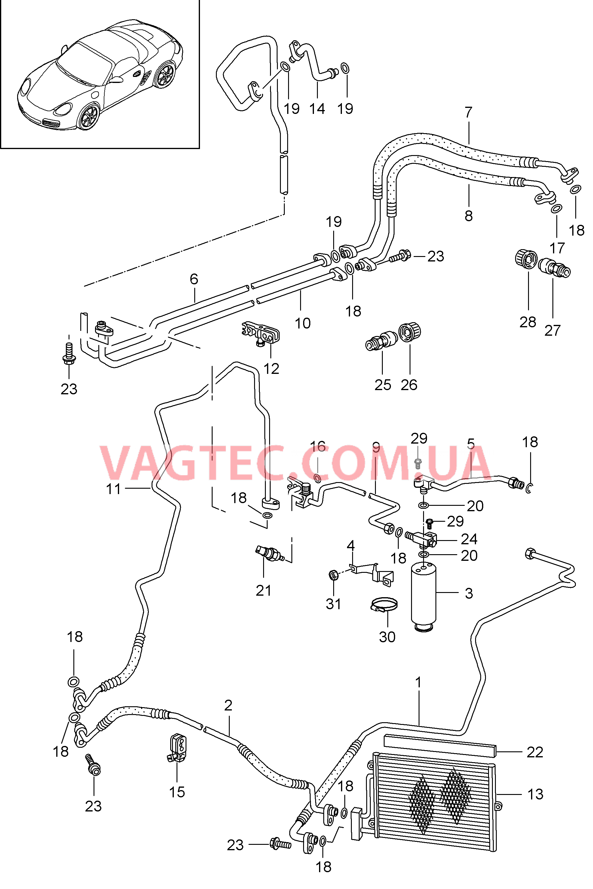 813-025 Циркуляция охлаждающей жидкости для PORSCHE Boxster 2005-2008