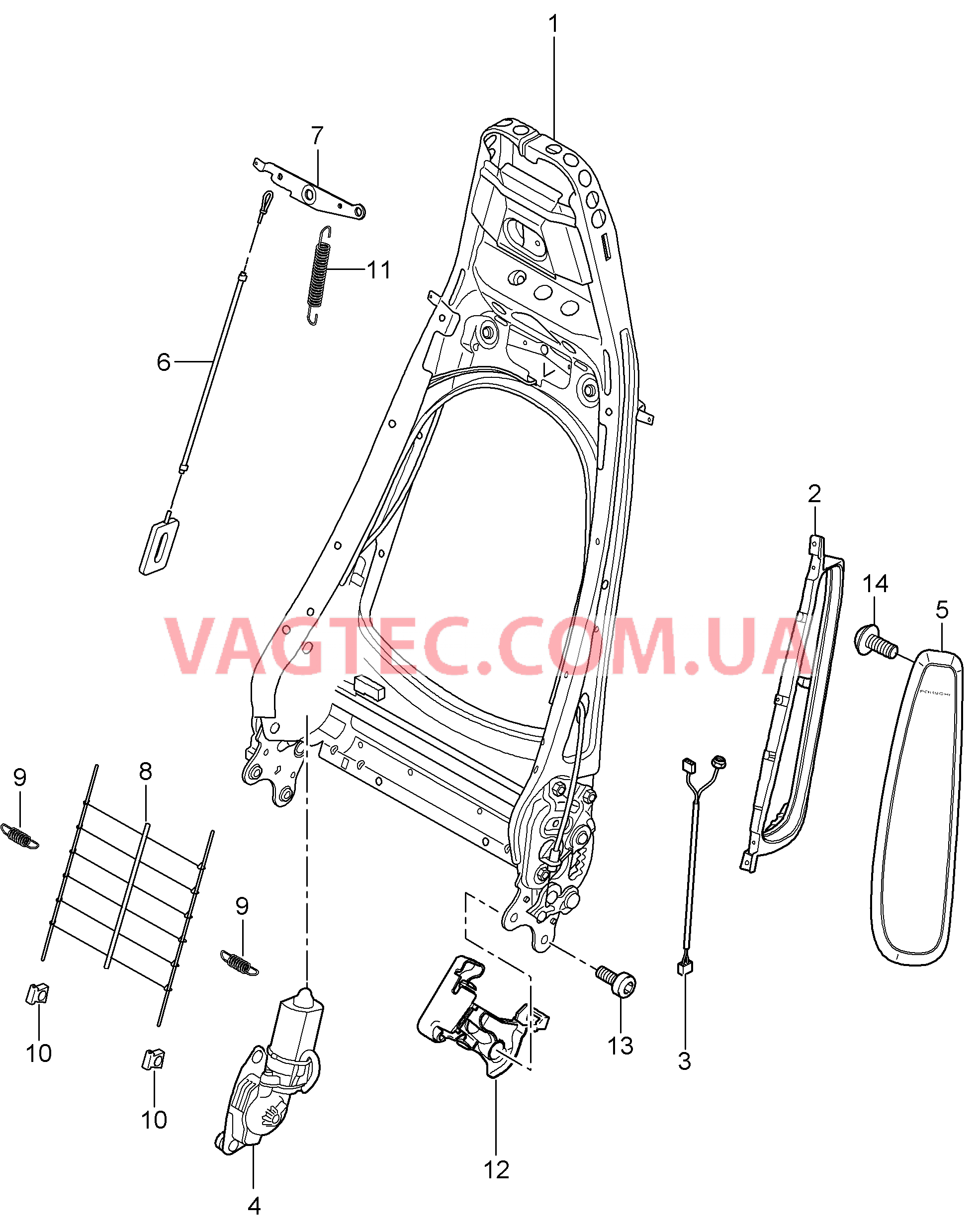 817-006 Каркас спинки, Серийное сиденье, Сиденье KOMFORT
						
						BOXSTER, BOXSTER S для PORSCHE Boxster 2005-2008USA