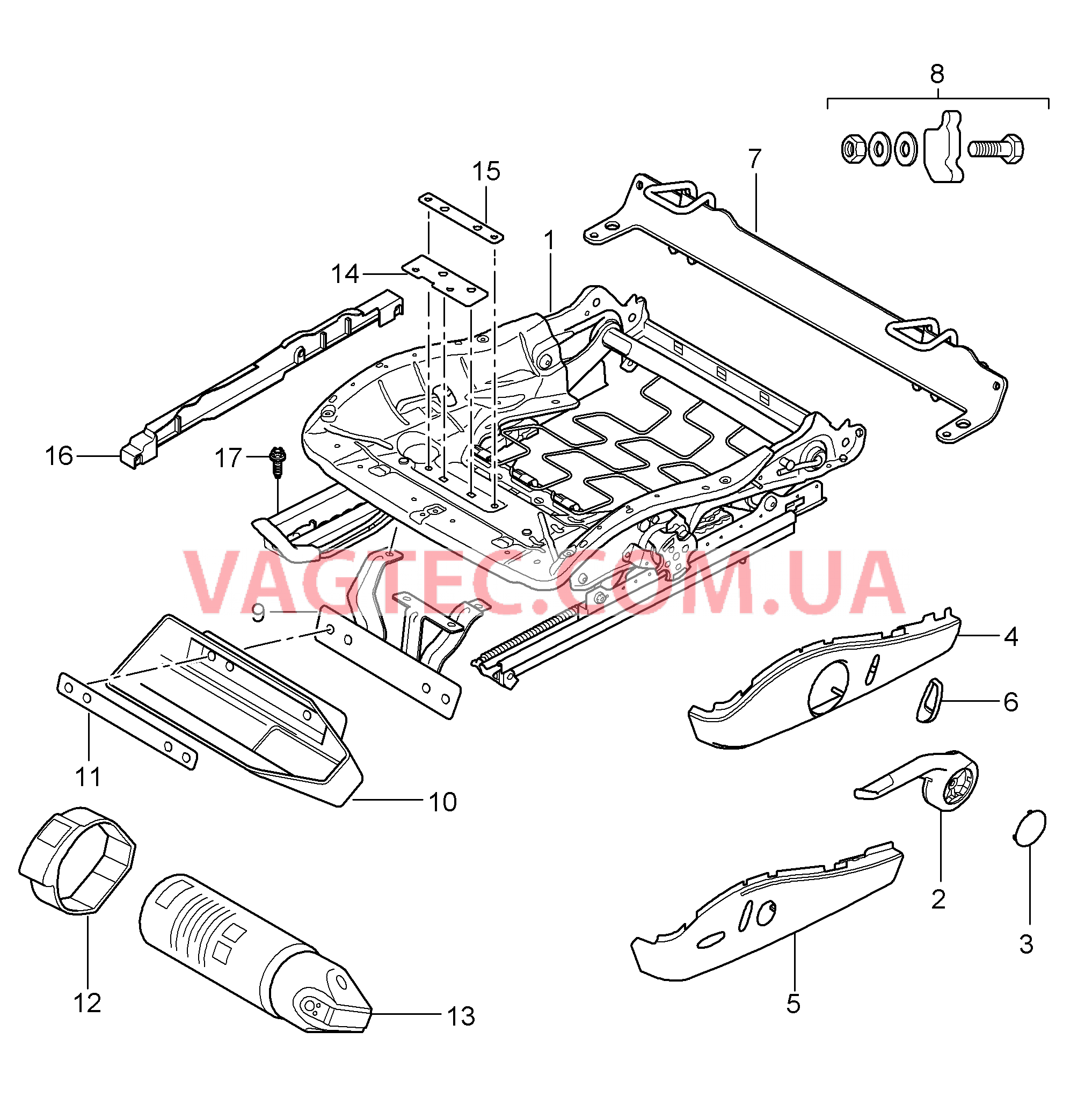 817-008 Регулятор сиденья, Серийное сиденье, Сиденье KOMFORT
						
						BOXSTER, BOXSTER S для PORSCHE Boxster 2005-2008