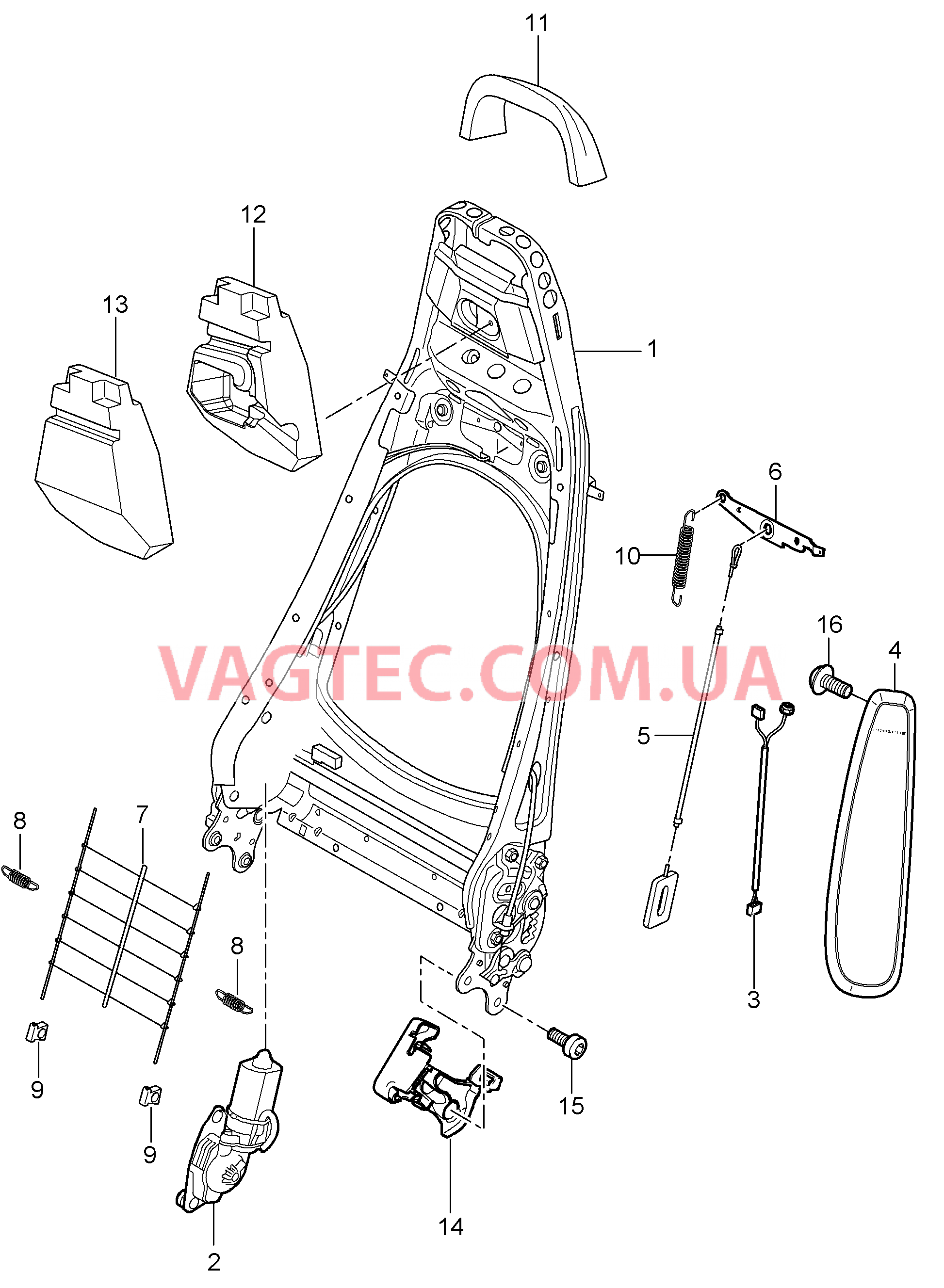 817-021 Каркас спинки, Спортивное сиденье
						
						BOXSTER, BOXSTER S для PORSCHE Boxster 2005-2008USA