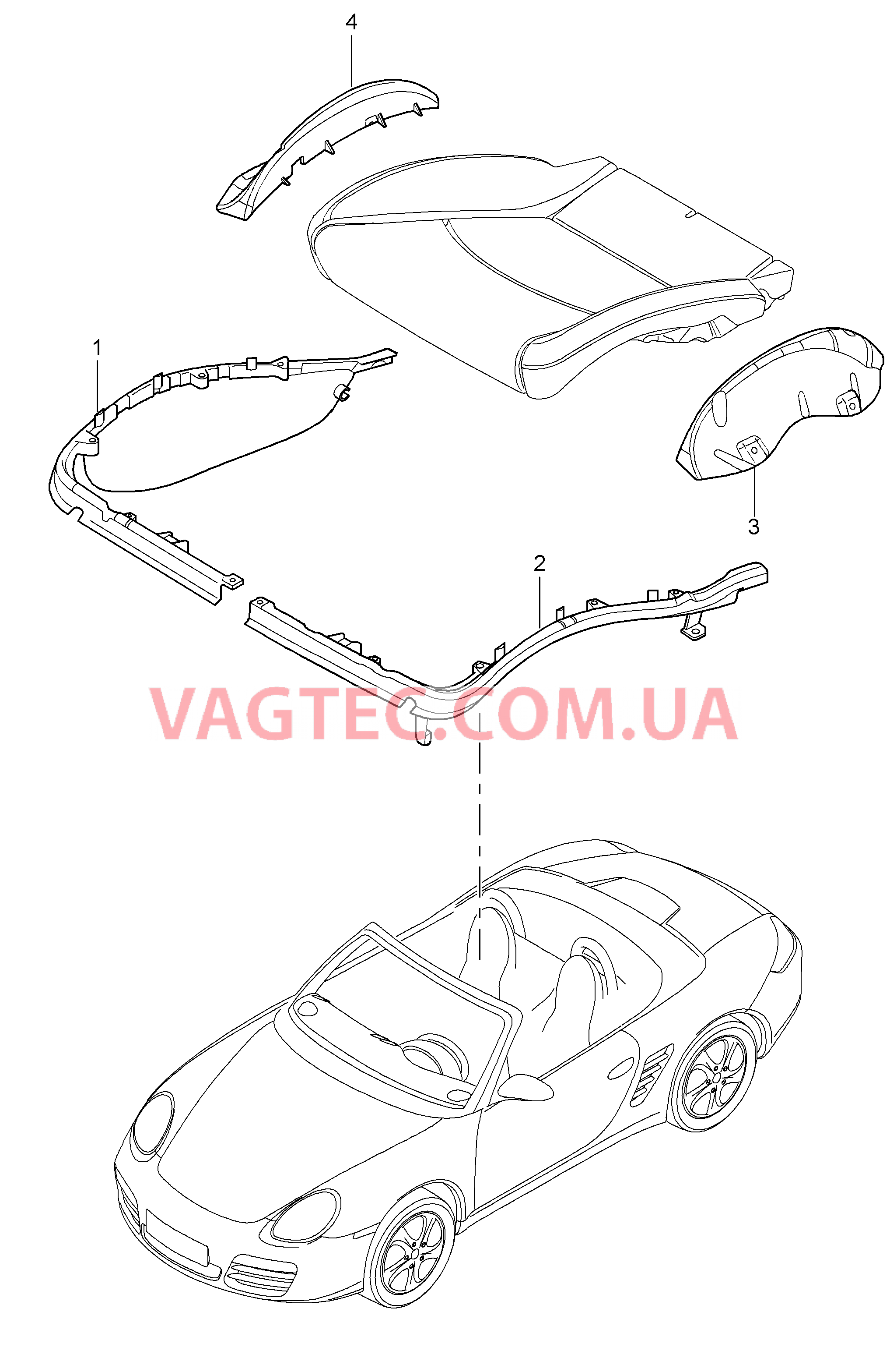 817-024 Держатель обивки, Рама, Опорная поверхность, Спортивное сиденье
						
						BOXSTER, BOXSTER S для PORSCHE Boxster 2005-2008