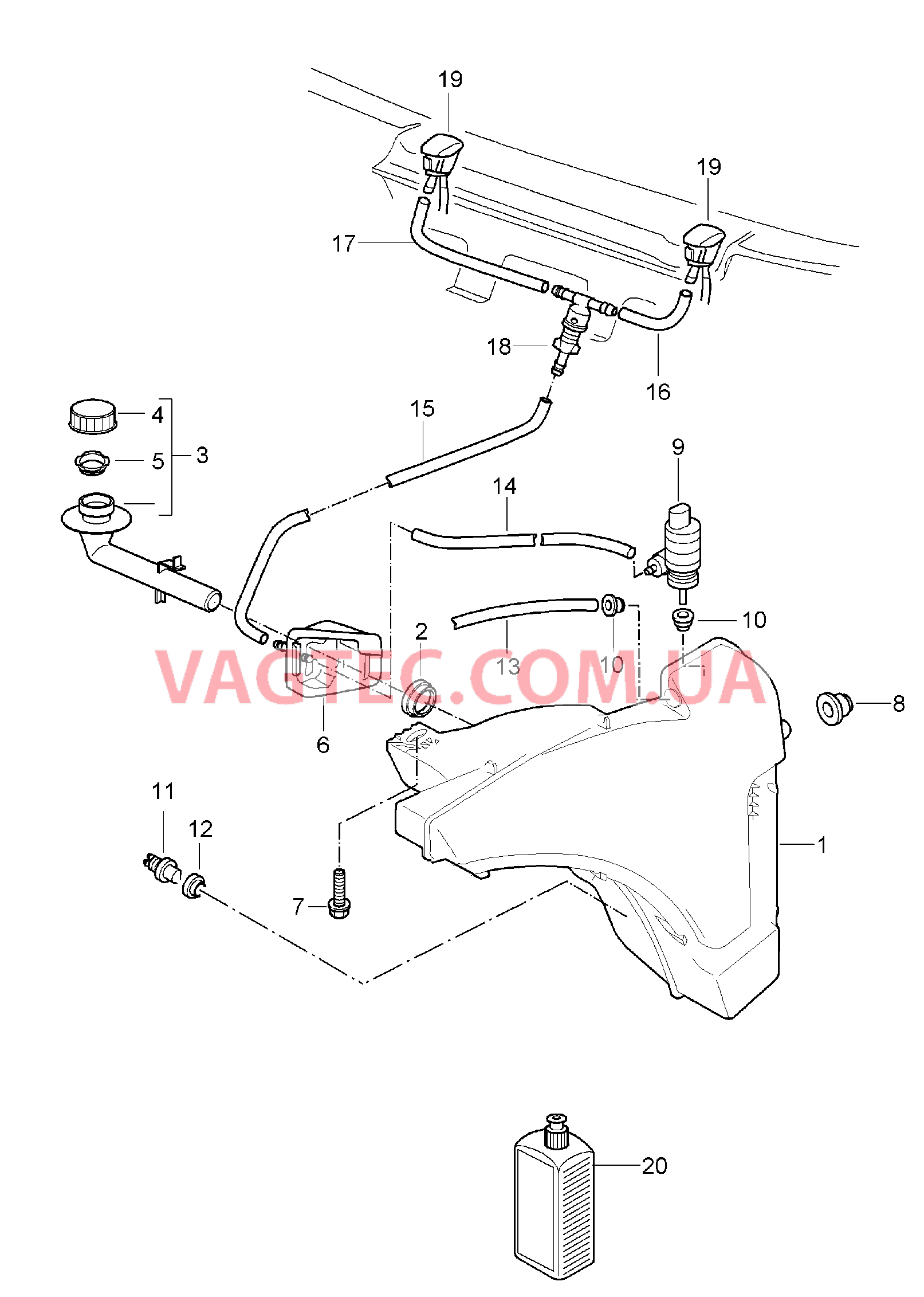 904-010 Стеклоомыватель для PORSCHE Boxster 2005-2008USA