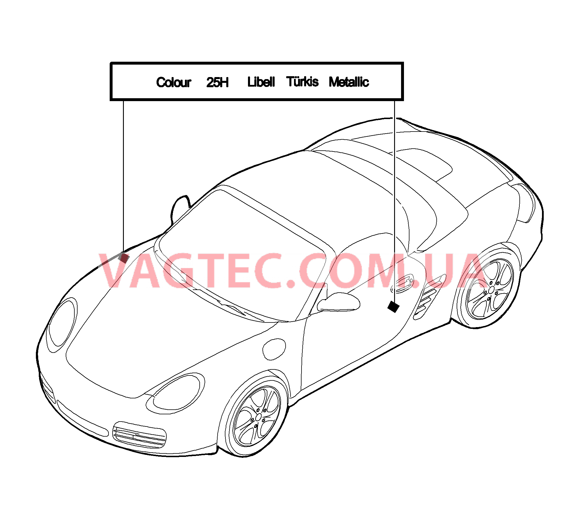 004-000 Лакировочный карандаш, Лакокрасочные покрытия для PORSCHE Boxster 2005-2008USA