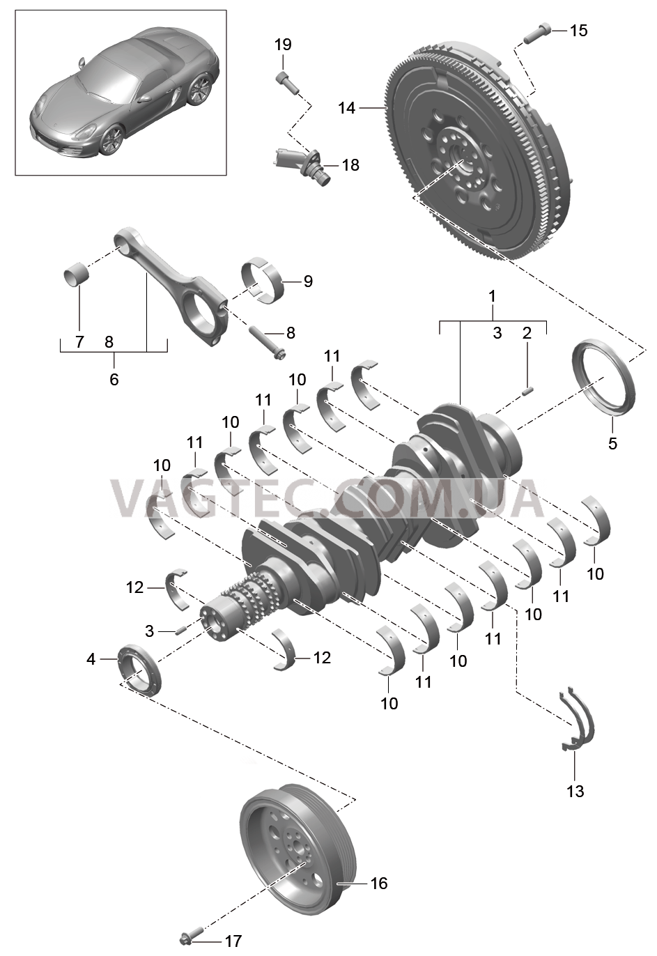 102-000 Коленвал для PORSCHE Boxster 2012-2016