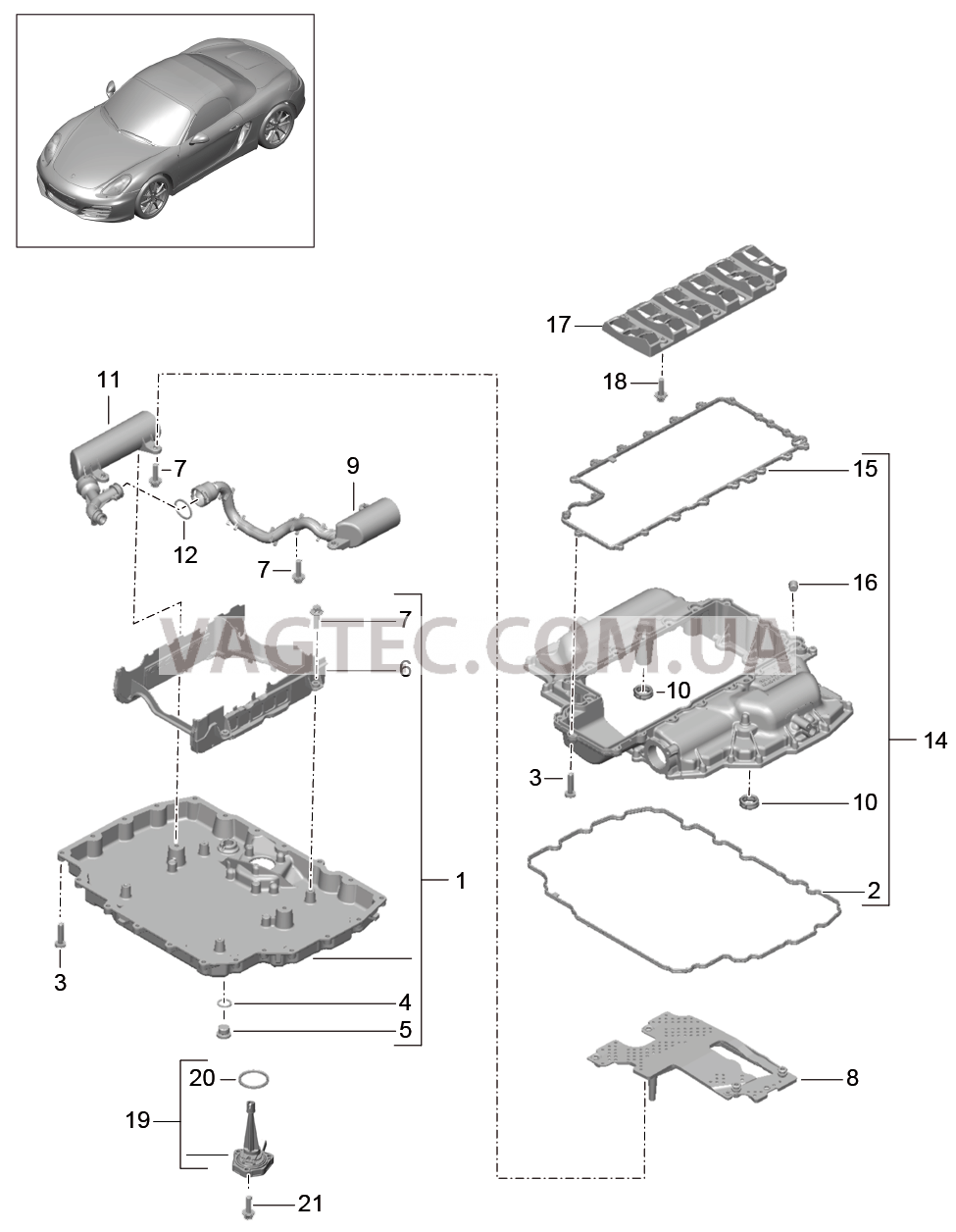 104-002 Масляный поддон для PORSCHE Boxster 2012-2016