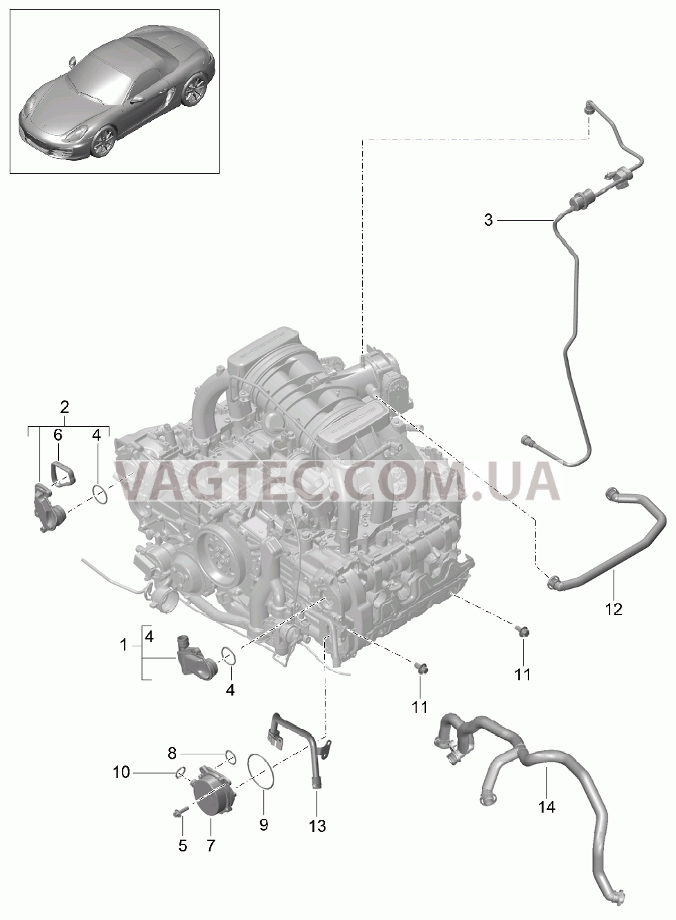104-010 Кривошипный механизм, Система вентиляции, Вентиляция топливн.бака, Вакуумный насос для PORSCHE Boxster 2012-2016
