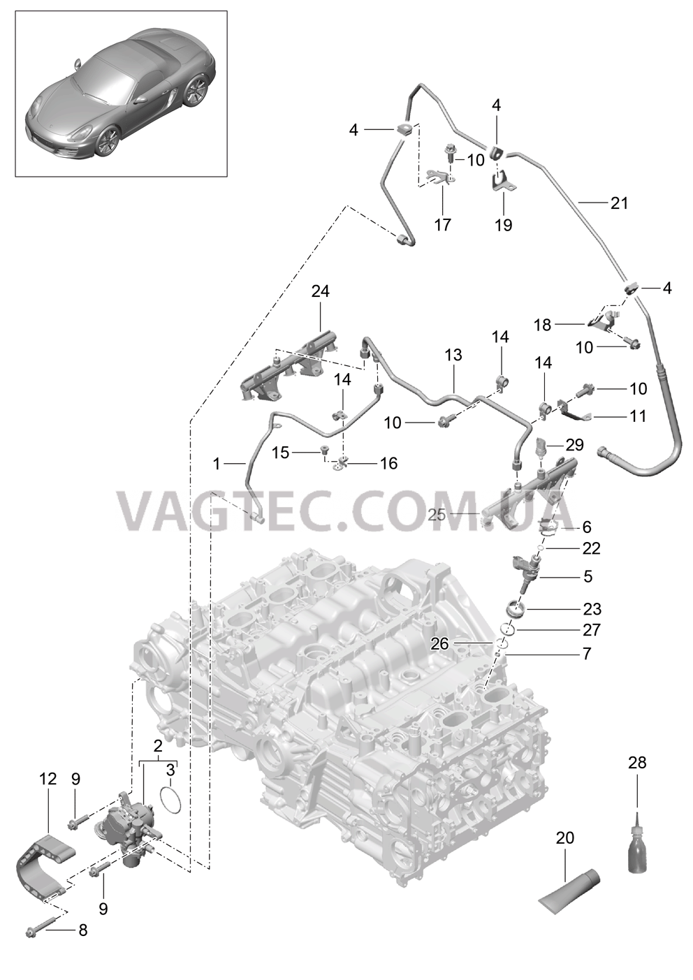 107-005 Топливная магистраль, Насос высокого давления для PORSCHE Boxster 2012-2016USA