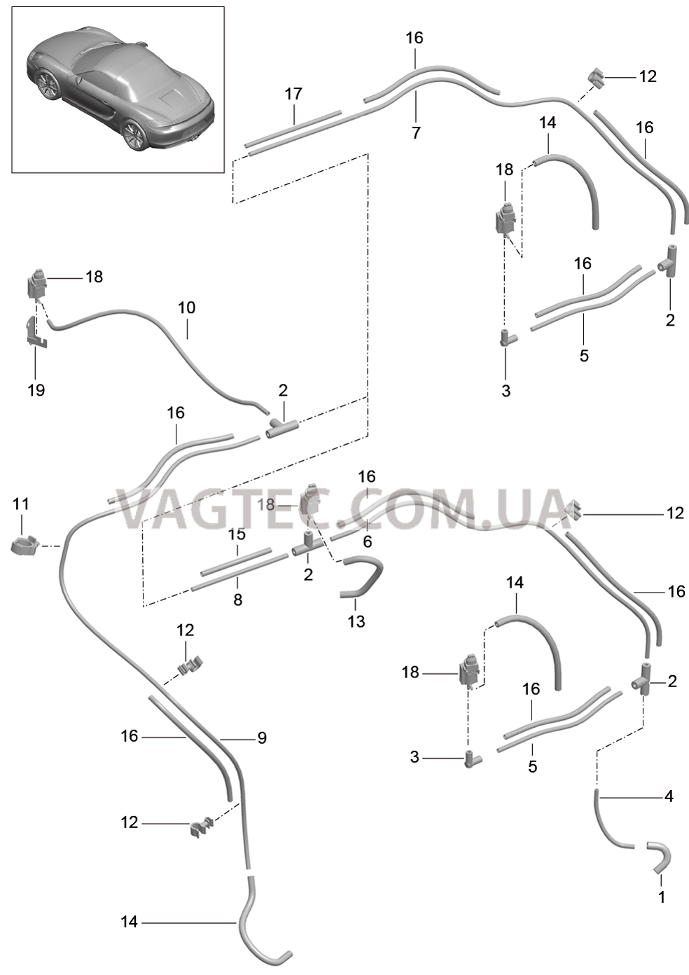 107-015 Вакуумная система, Двигатель для PORSCHE Boxster 2012-2016USA