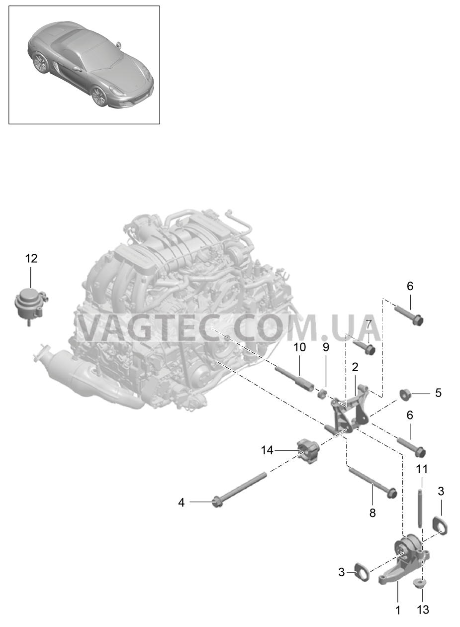109-000 Подвеска двигателя для PORSCHE Boxster 2012-2016