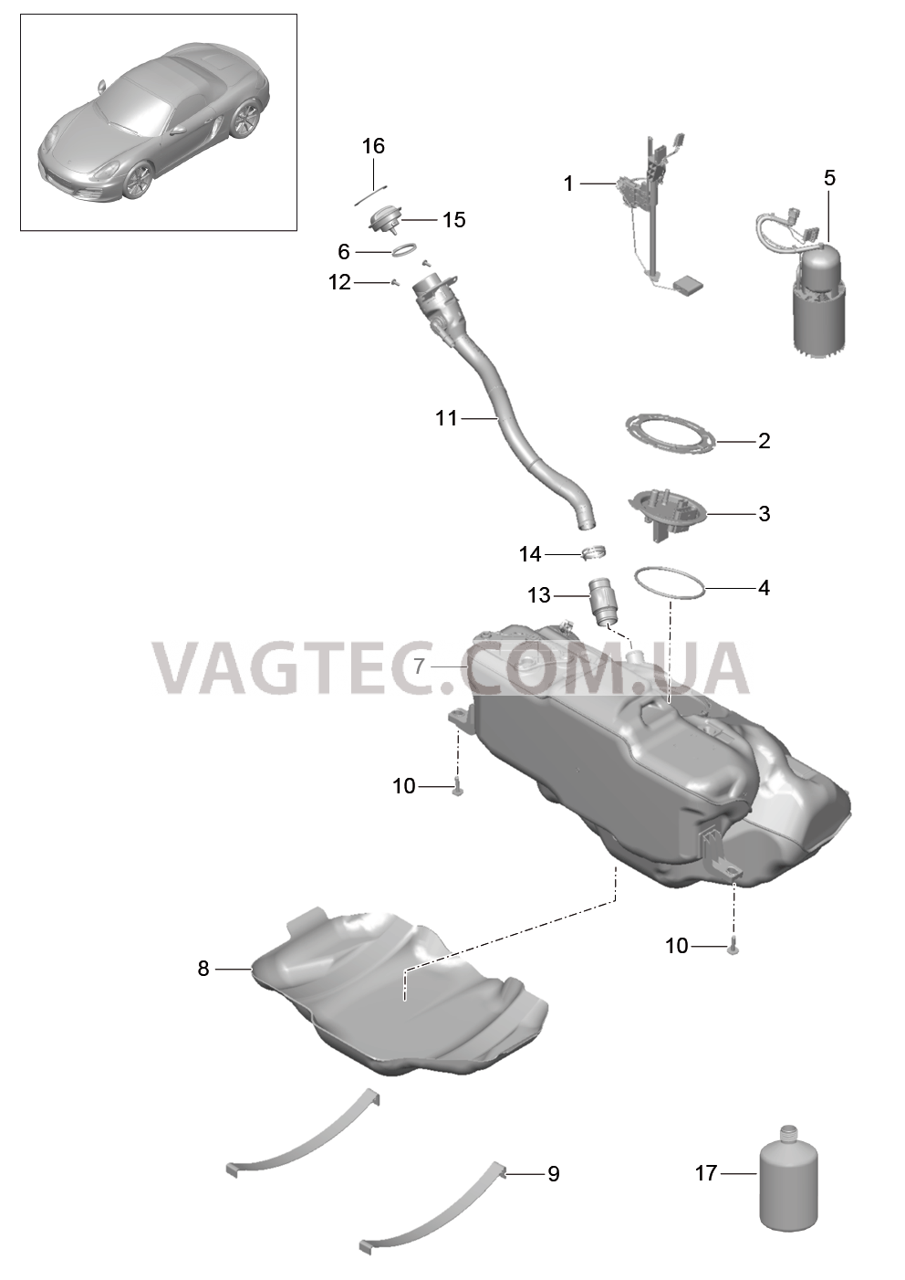 201-000 Топливный резервуар для PORSCHE Boxster 2012-2016USA